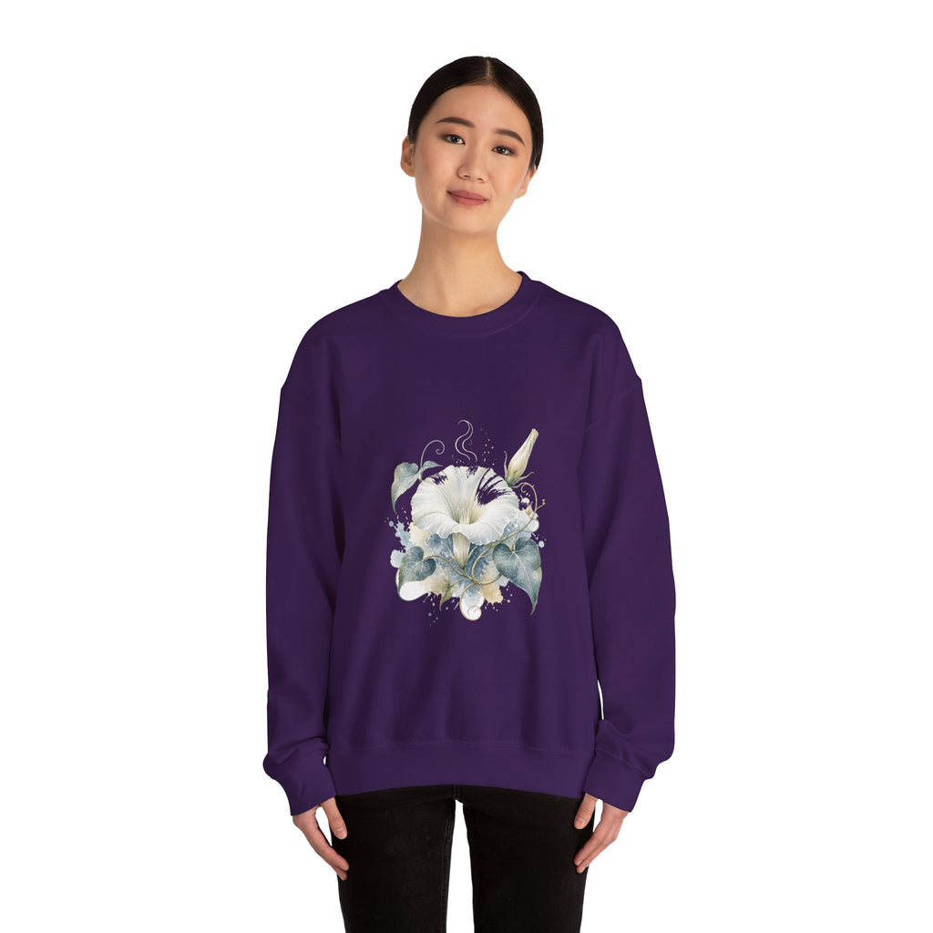 Matching Couple Sweatshirt - Sunflower & Moonflower Matching Couple Comfort Colors Crew Watercolor Art His Hers Birthday Gift - Design B