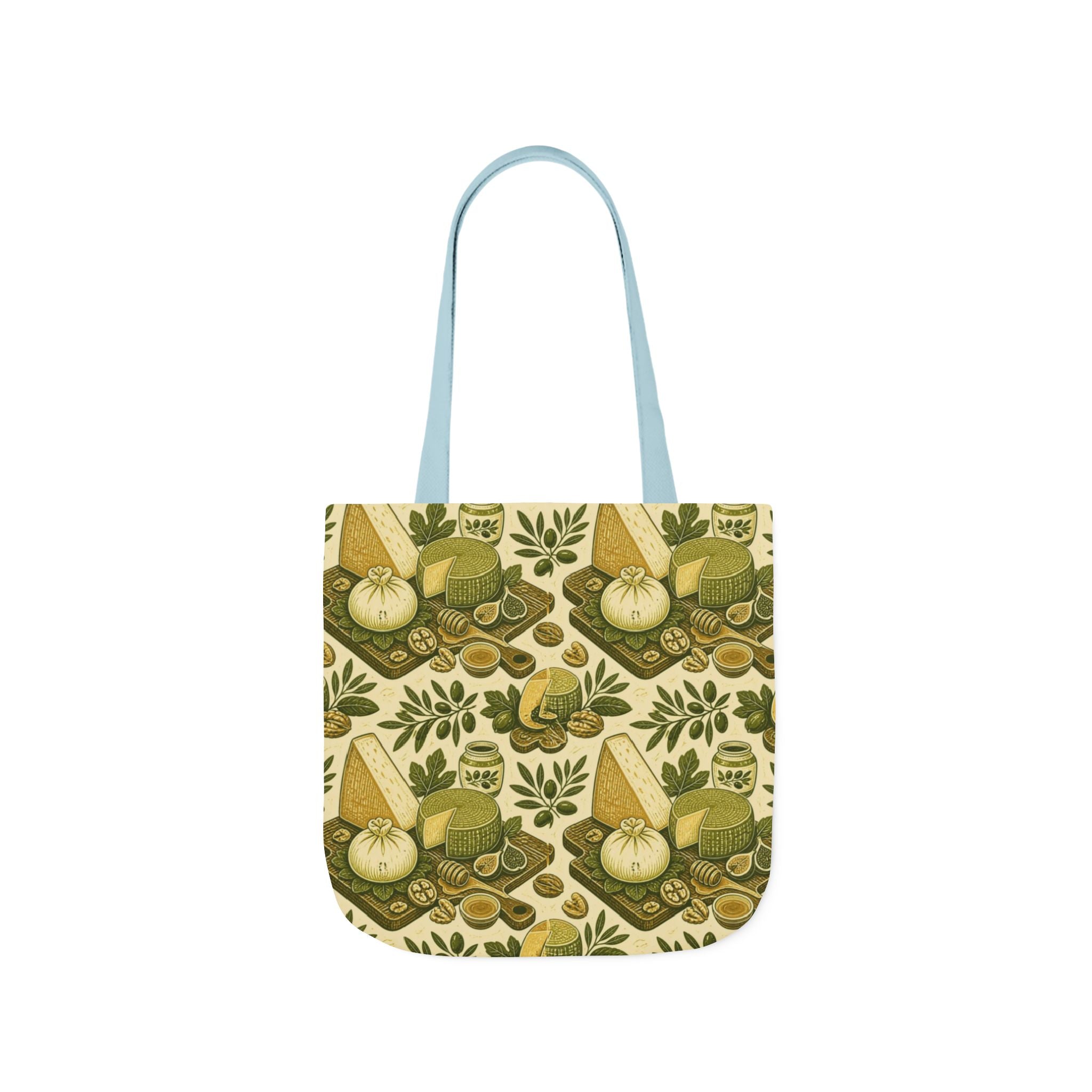 Italian Cheese Board Canvas Tote Bag Mediterranean Kitchen Linocut Design Italian Cottagecore Gift