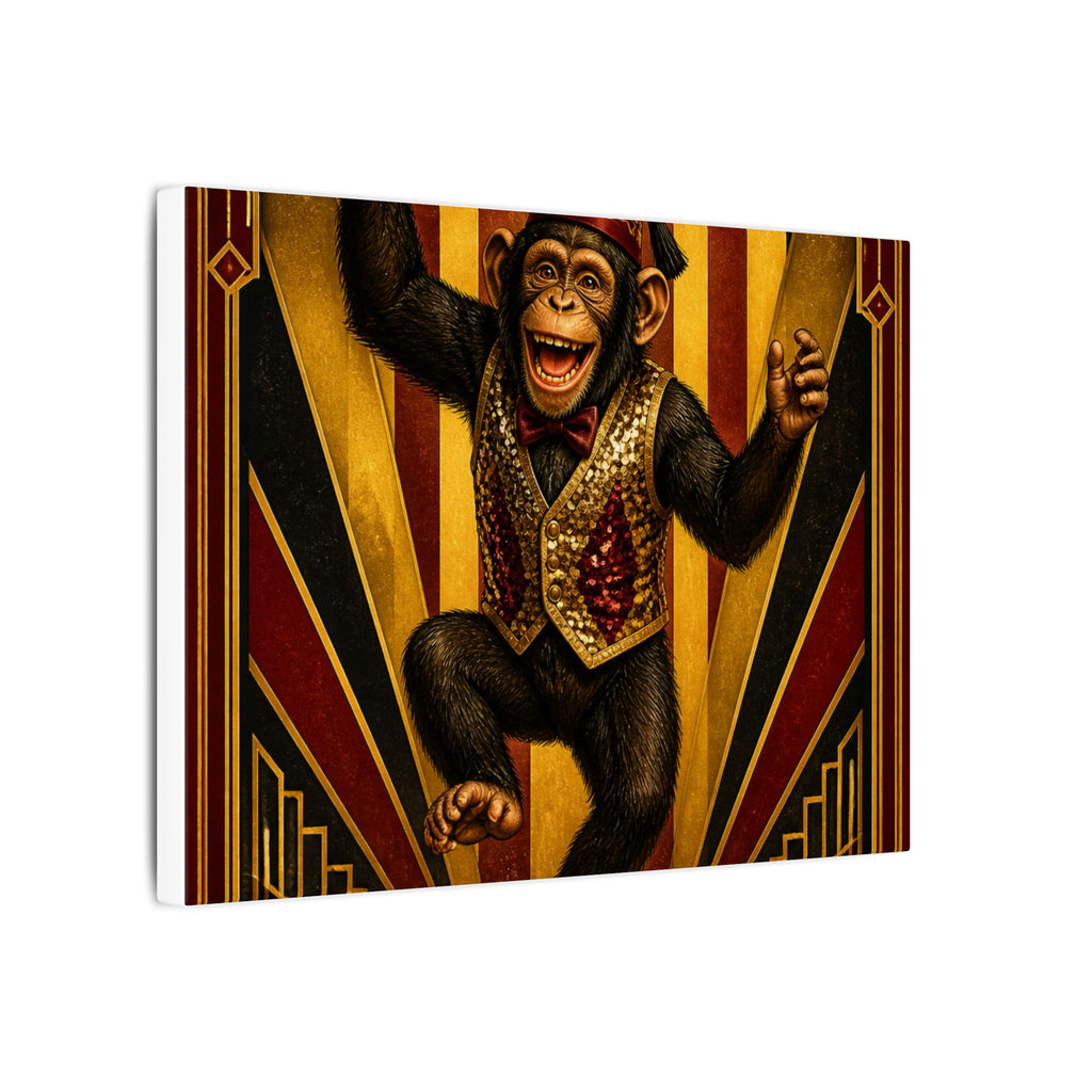 Dancing Monkey Wall Art Canvas 24×36 Art Deco Bar Area Decor Maximalist Print