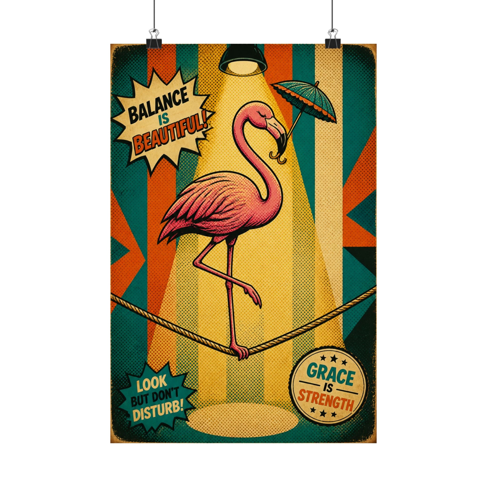 Flamingo Tightrope Wall Art Poster 18×24 Pop Art Living Room Decor Maximalist Print