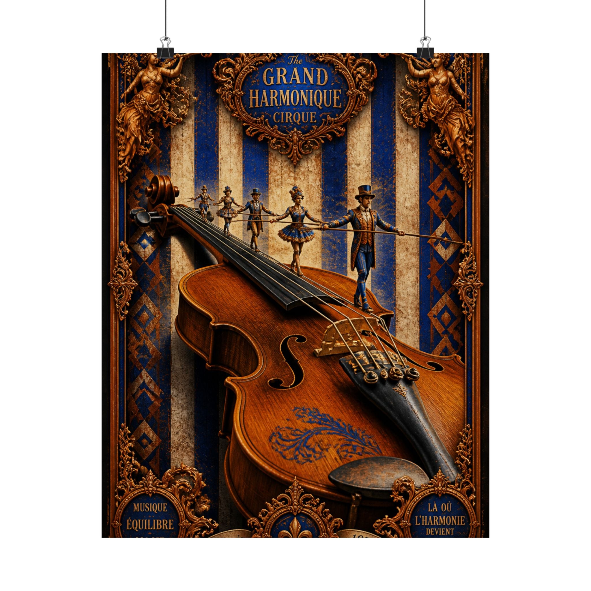 Violin Tightrope Bridge Wall Art Poster 18×24 Baroque Home Office Decor Maximalist Print