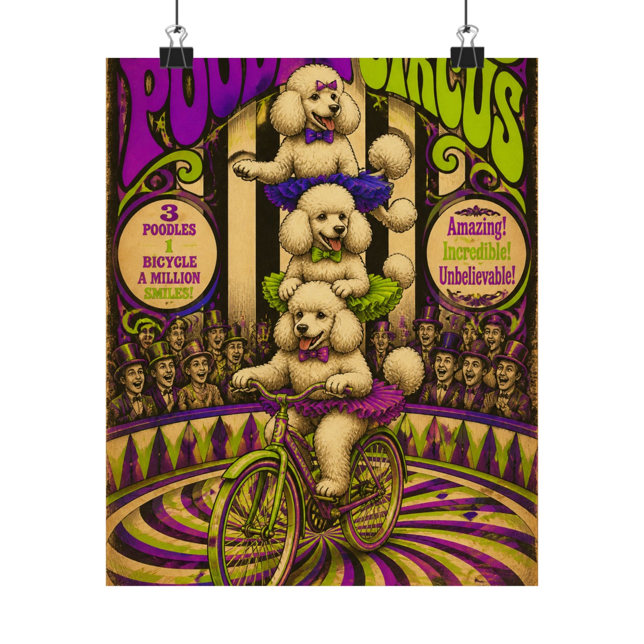 Poodle Stack Bicycle Wall Art Poster 24×36 Psychedelic Dining Room Decor Maximalist Print