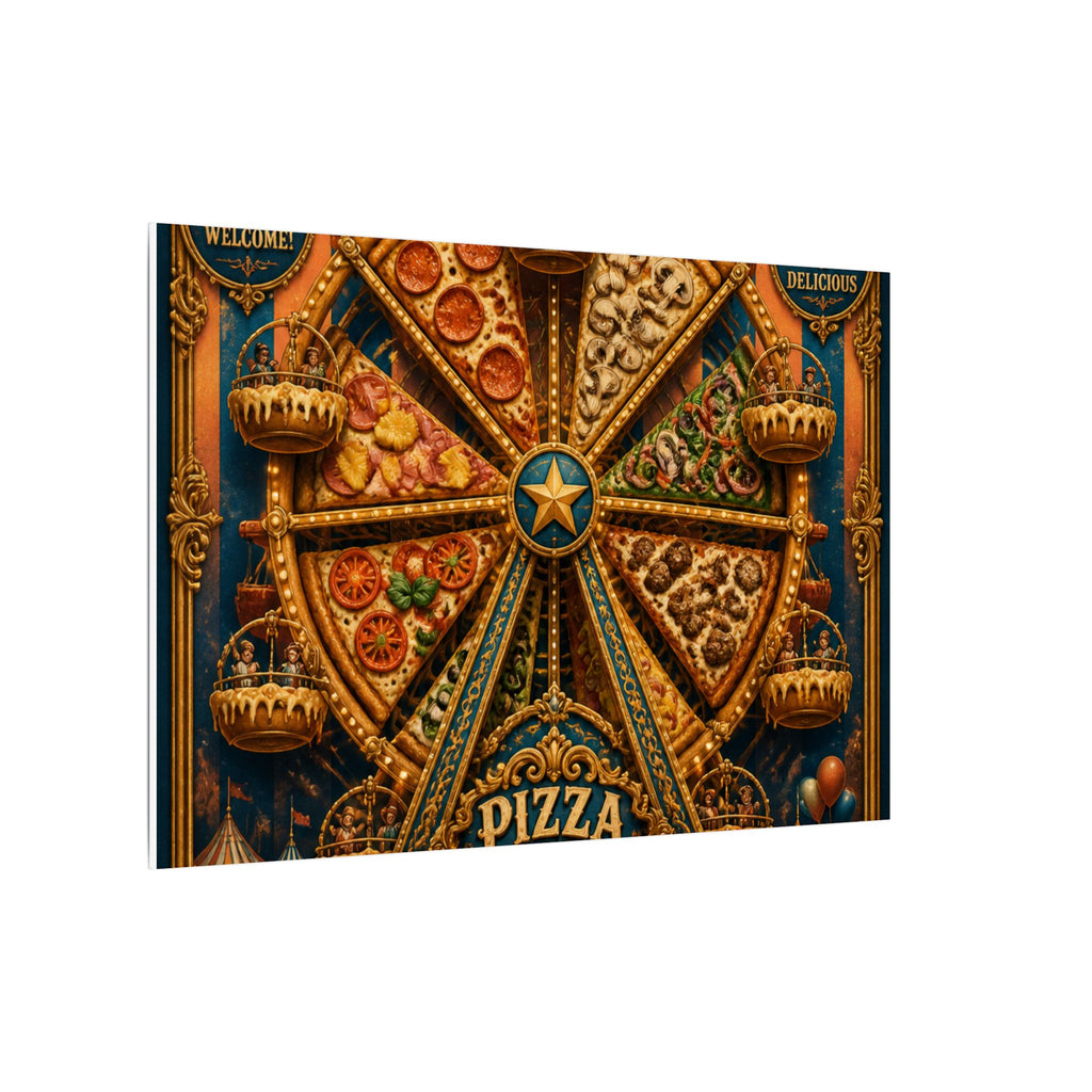 Pizza Ferris Wheel Wall Art Canvas 24×36 Baroque Studio Decor Maximalist Print