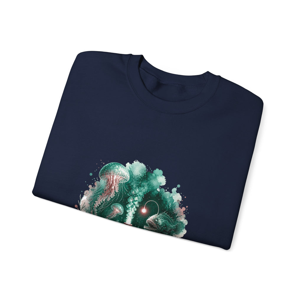 Matching Couple Sweatshirt - Coral Reef & Deep Sea Matching Couple Premium Fleece Sweatshirt Watercolor Art His Hers Birthday Gift - Design B