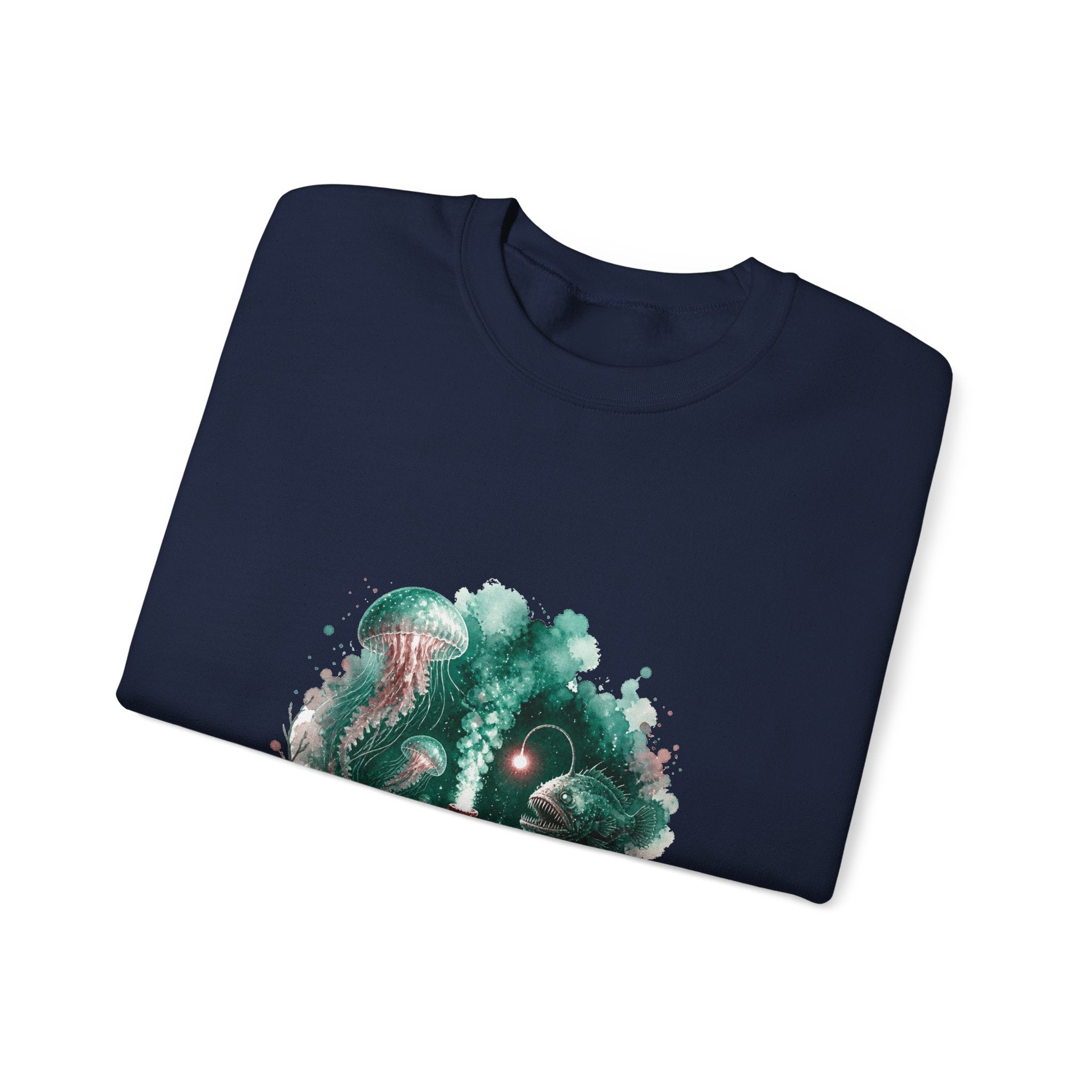 Matching Couple Sweatshirt - Coral Reef & Deep Sea Matching Couple Premium Fleece Sweatshirt Watercolor Art His Hers Birthday Gift - Design B
