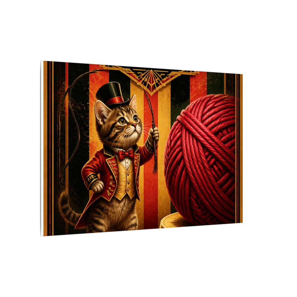 Cat Lion Tamer Wall Art Canvas 24×36 Art Deco Bar Area Decor Maximalist Print