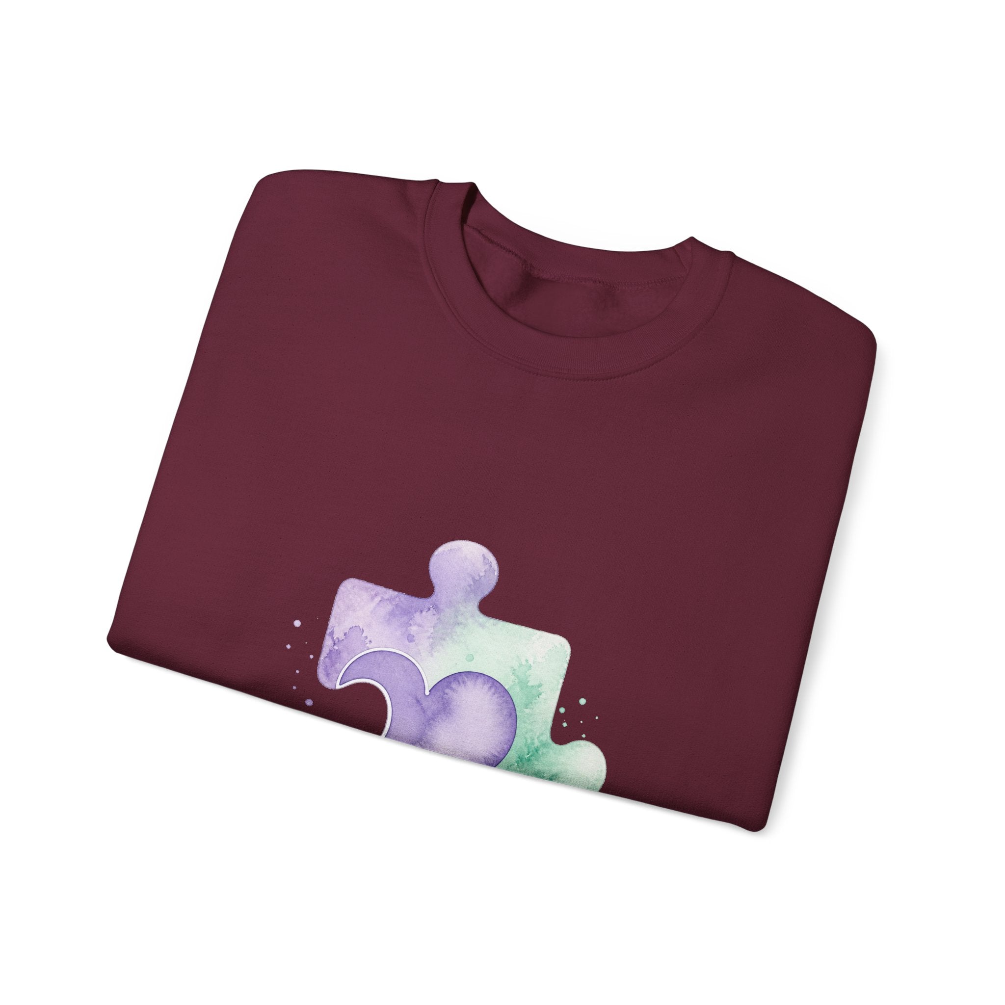 Matching Couple Sweatshirt - Puzzle Pieces Matching Couple Comfort Colors Crew Watercolor Art His Hers Birthday Gift - Design B