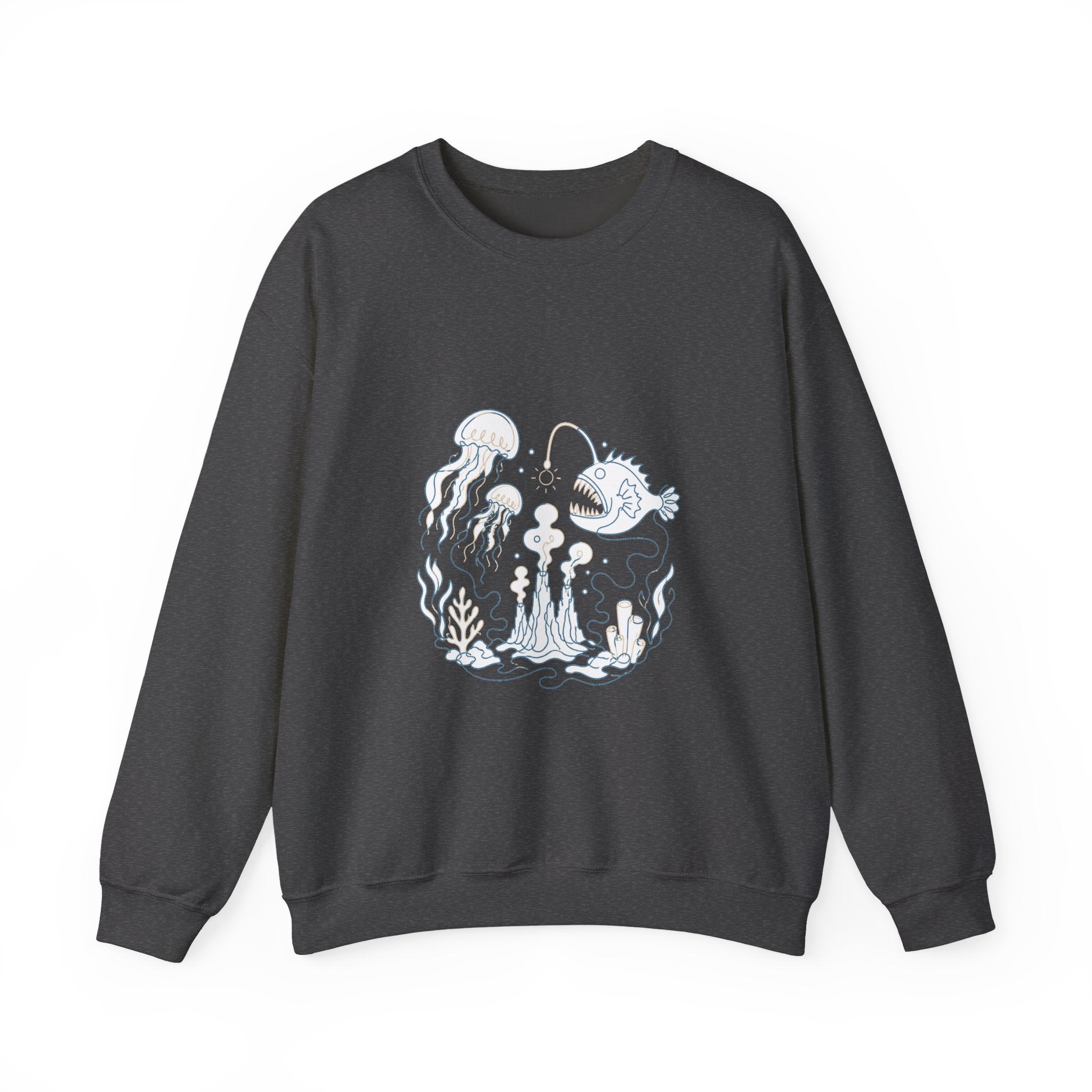 Matching Couple Sweatshirt - Coral Reef & Deep Sea Matching Couple Comfort Colors Crew Minimalist Art His Hers Christmas Gift - Design B