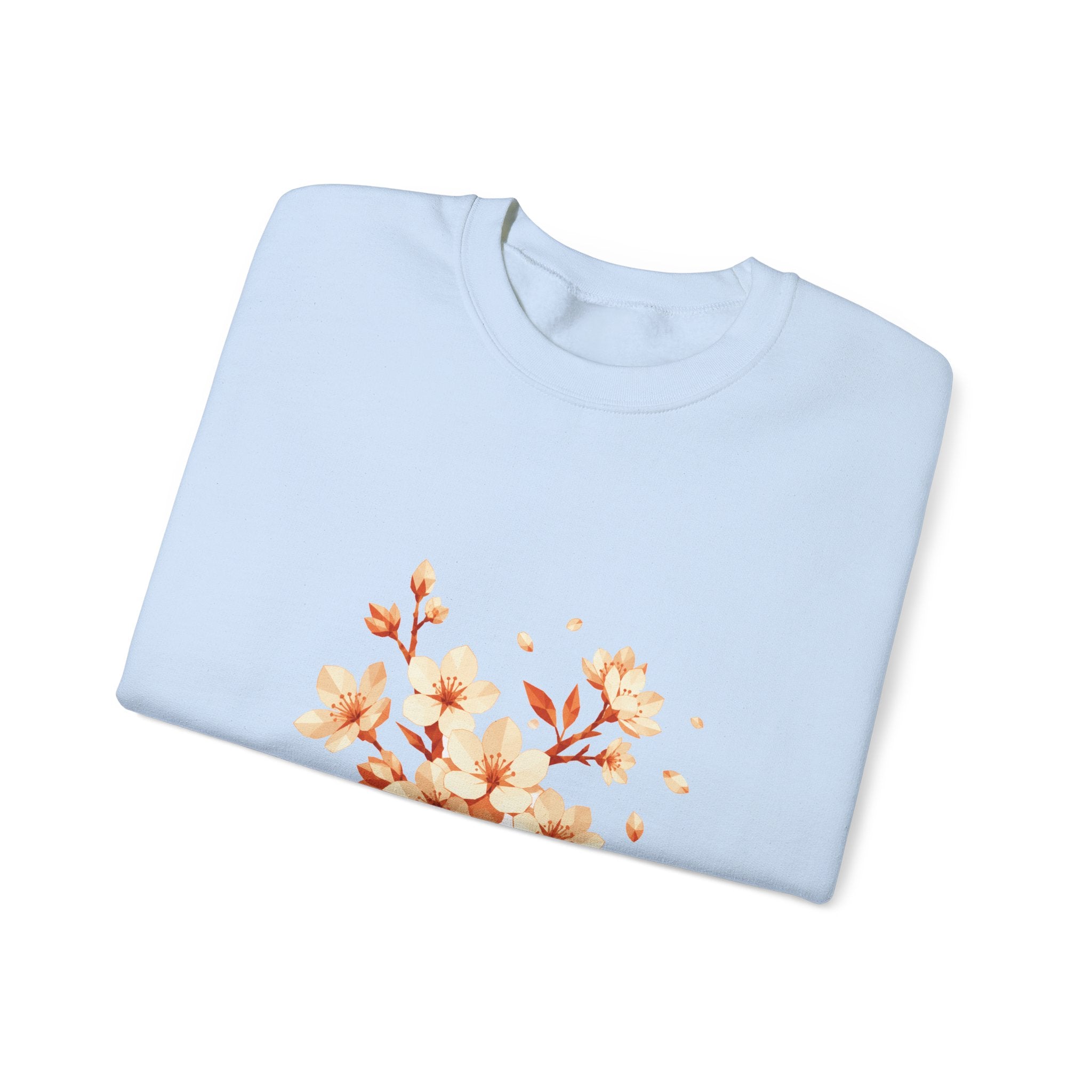 Matching Couple Sweatshirt - Cherry Blossom & Maple Leaf Matching Couple Comfort Colors Crew Geometric Art His Hers Love Gift - Design A
