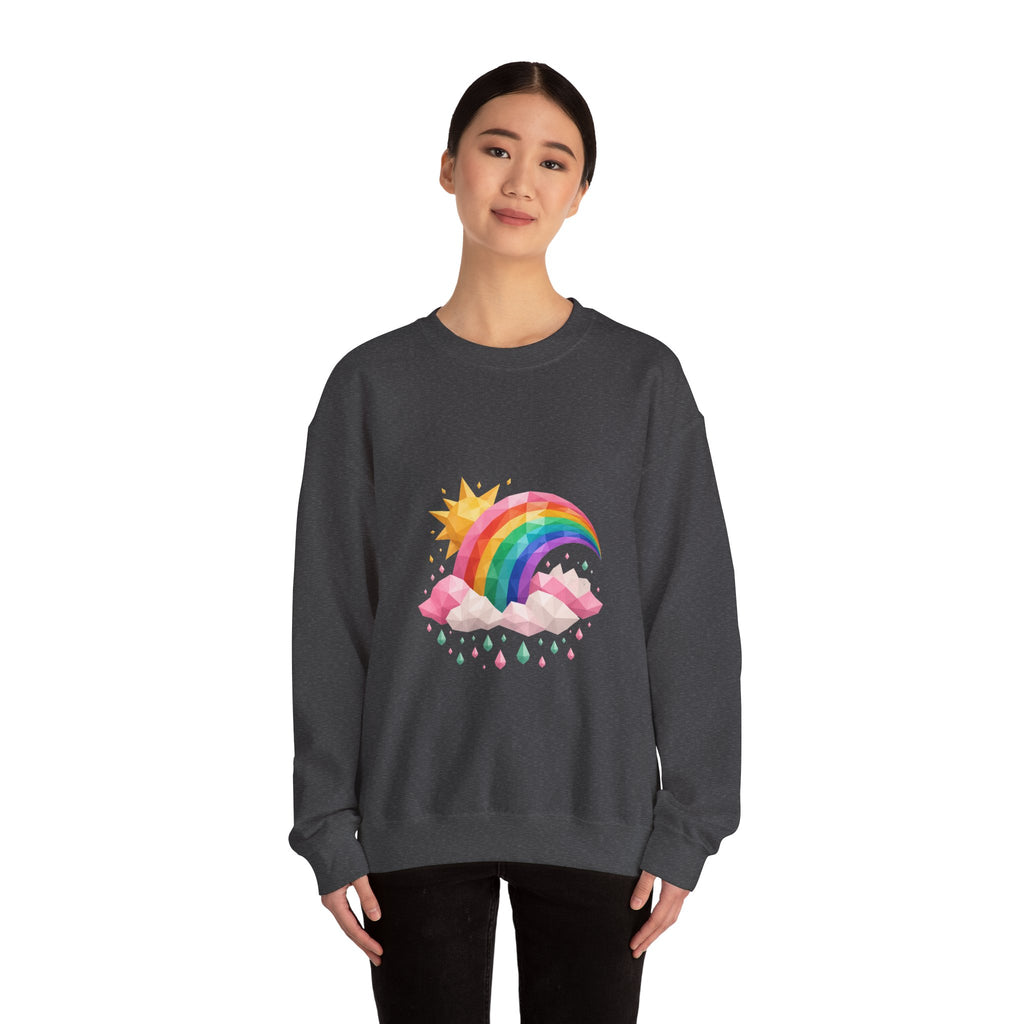 Matching Couple Sweatshirt - Storm & Rainbow Matching Couple Comfort Colors Crew Geometric Art His Hers Love Gift - Design B