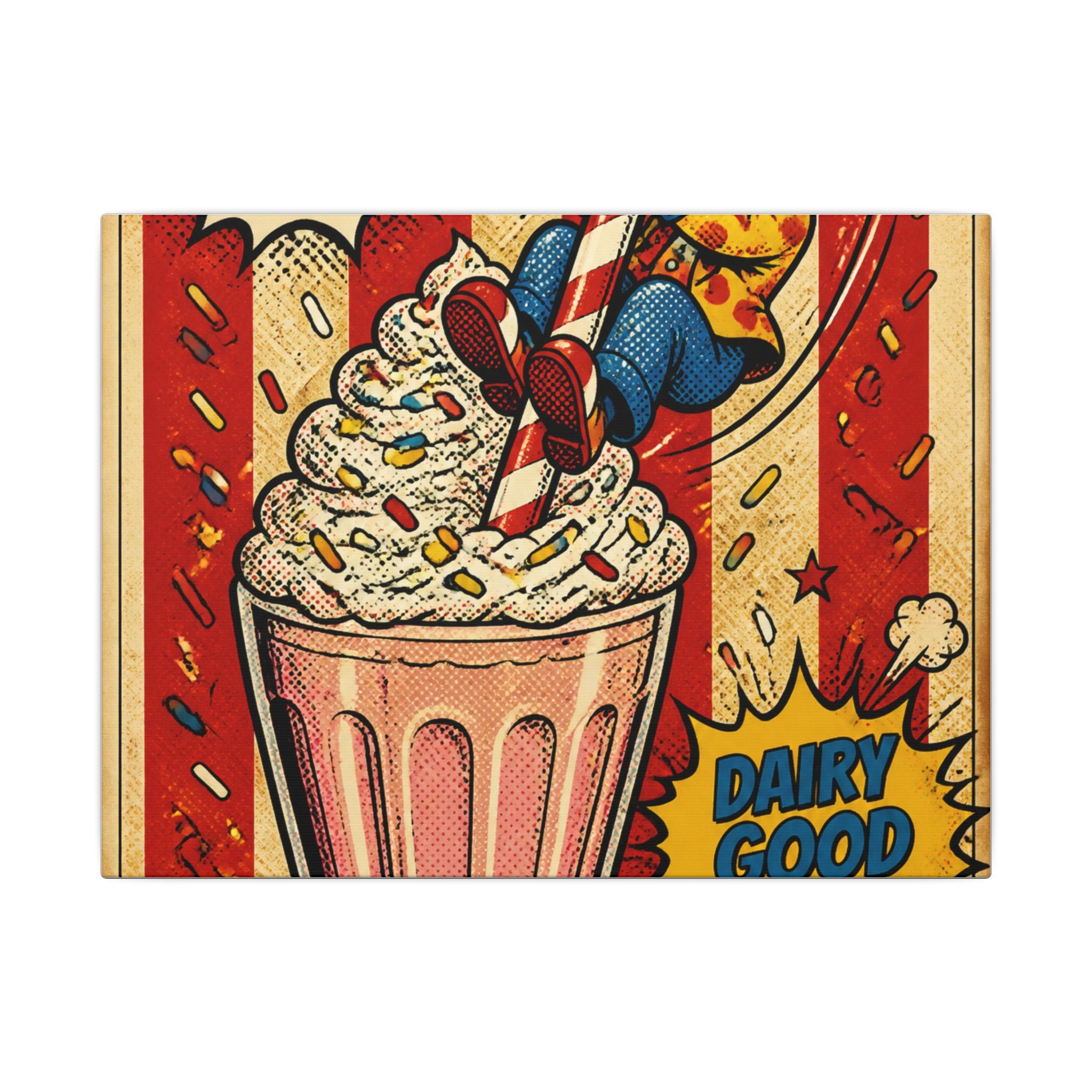 Milkshake Slide Clown Wall Art Canvas 24×36 Pop Art Restaurant Decor Maximalist Print