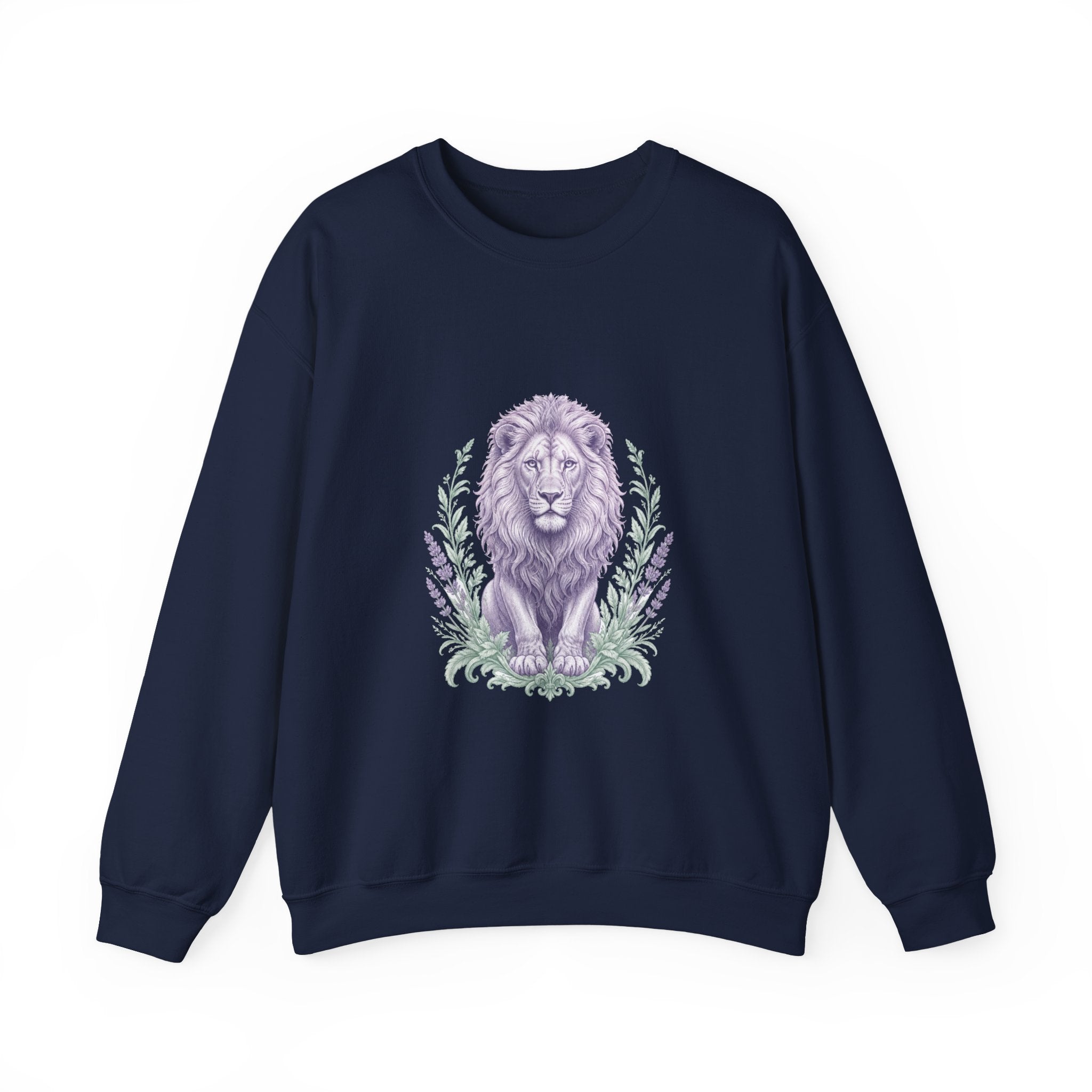 Matching Couple Sweatshirt - Lion & Lamb Matching Couple Crewneck Sweatshirt Vintage Art His Hers Wedding Gift - Design A