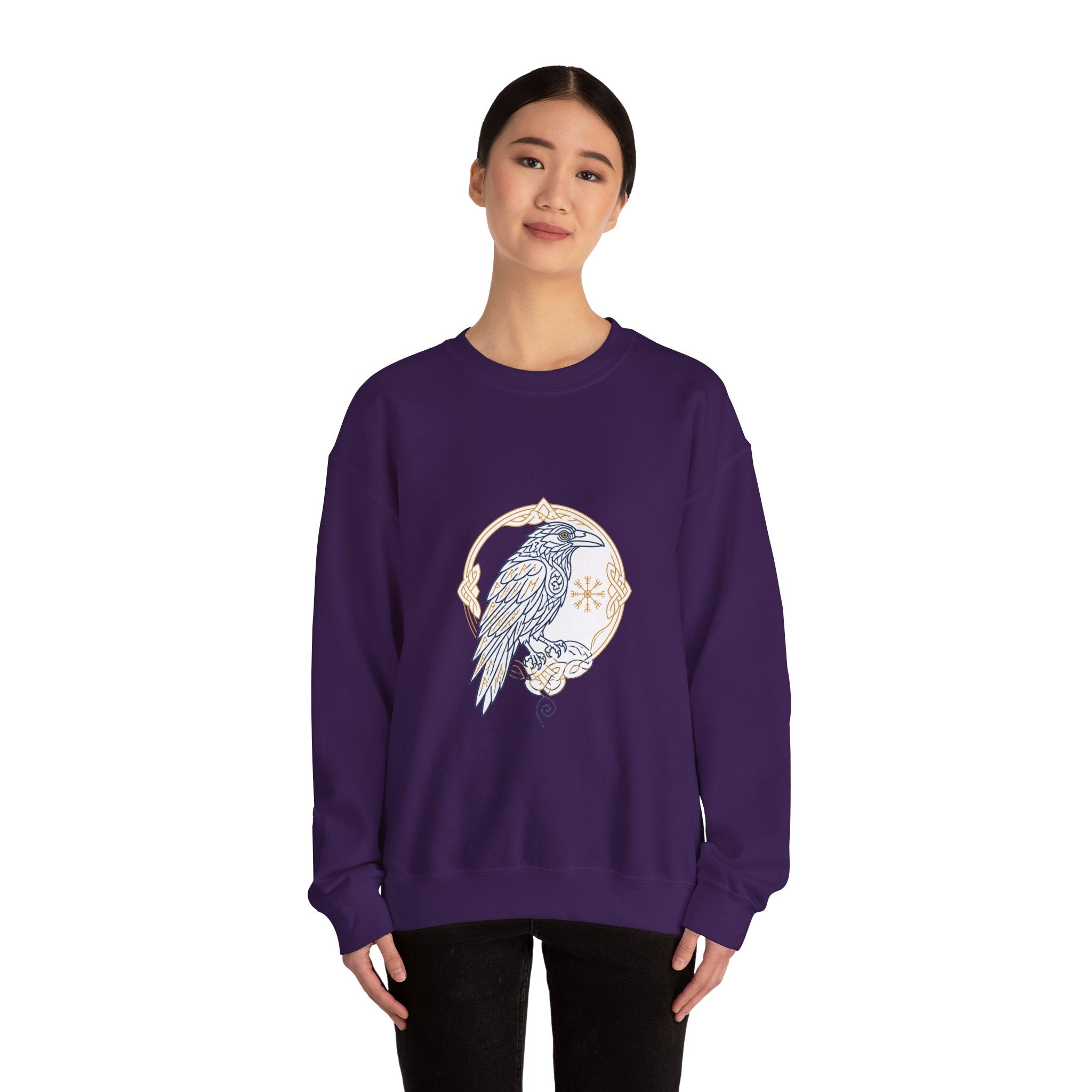 Matching Couple Sweatshirt - Huginn & Muninn Matching Couple Premium Fleece Sweatshirt Minimalist Art His Hers Christmas Gift - Design A