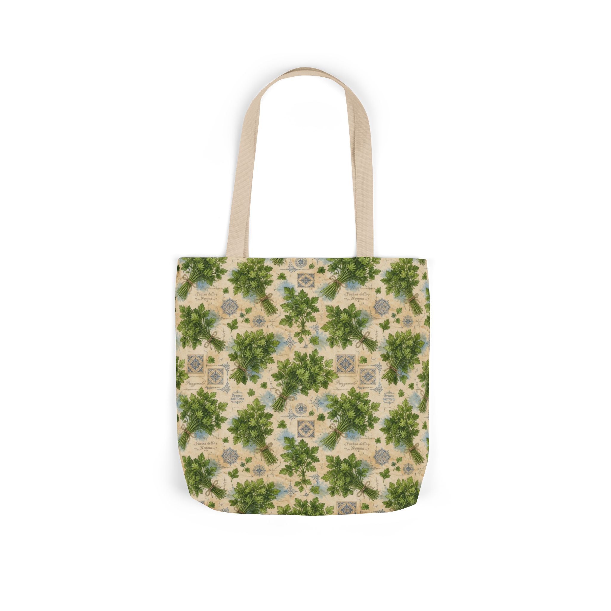 Fresh Parsley Canvas Tote Bag Mediterranean Kitchen Watercolor Design Italian Cottagecore Gift