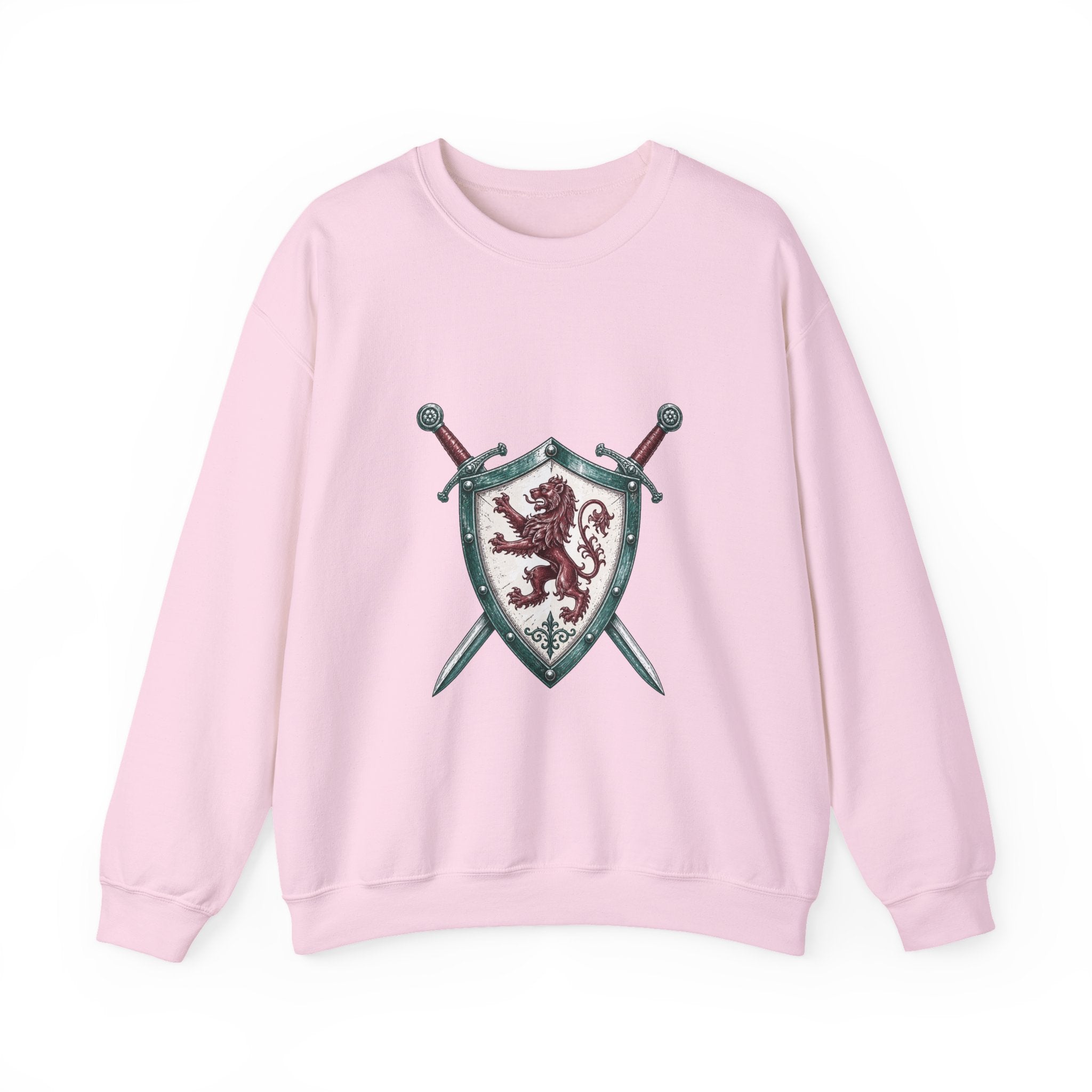 Matching Couple Sweatshirt - Crown & Shield Matching Couple Crewneck Sweatshirt Hand-Drawn Art His Hers Best Friend Gift - Design B