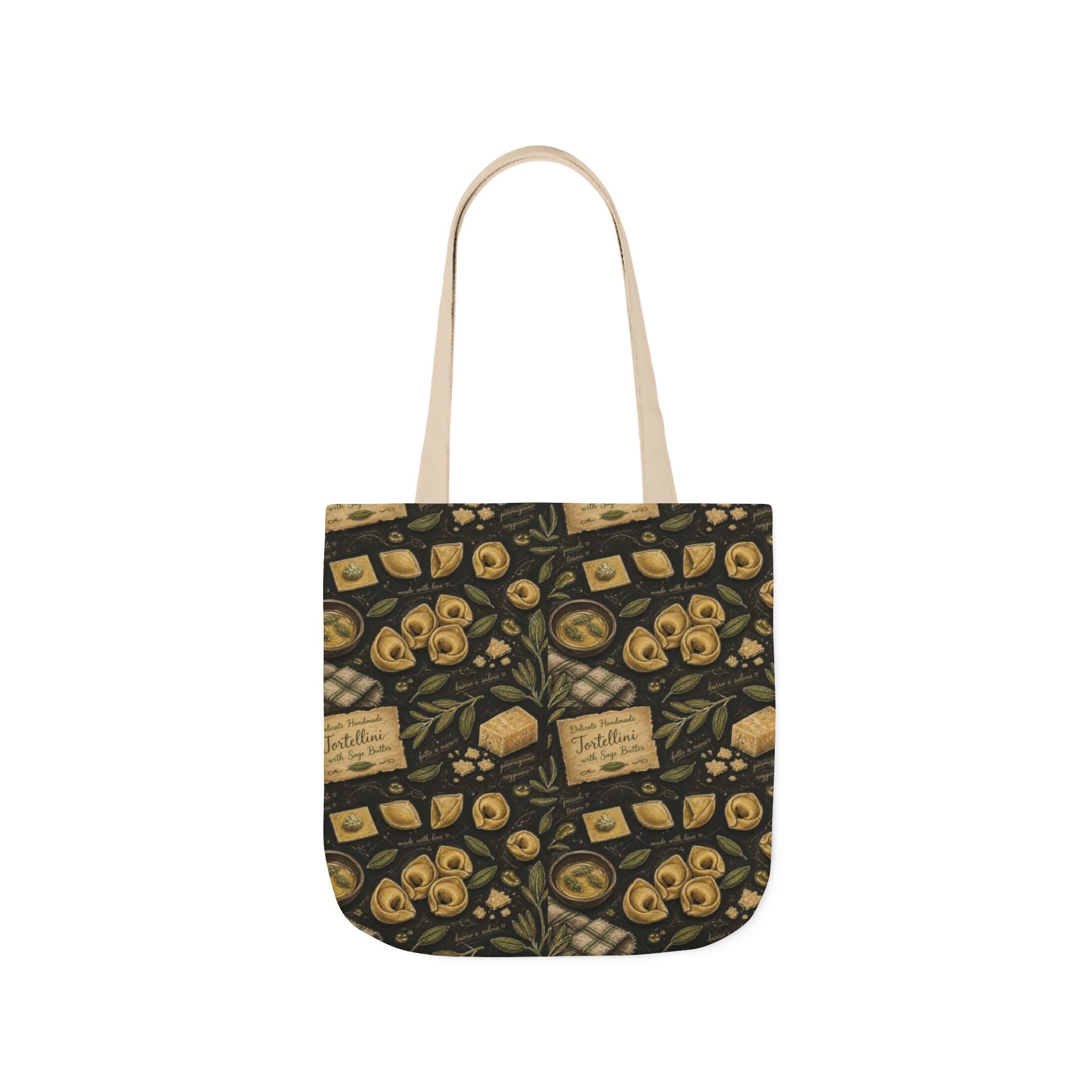 Tortellini with Sage Canvas Tote Bag Mediterranean Kitchen Chalk Art Design Italian Cottagecore Gift
