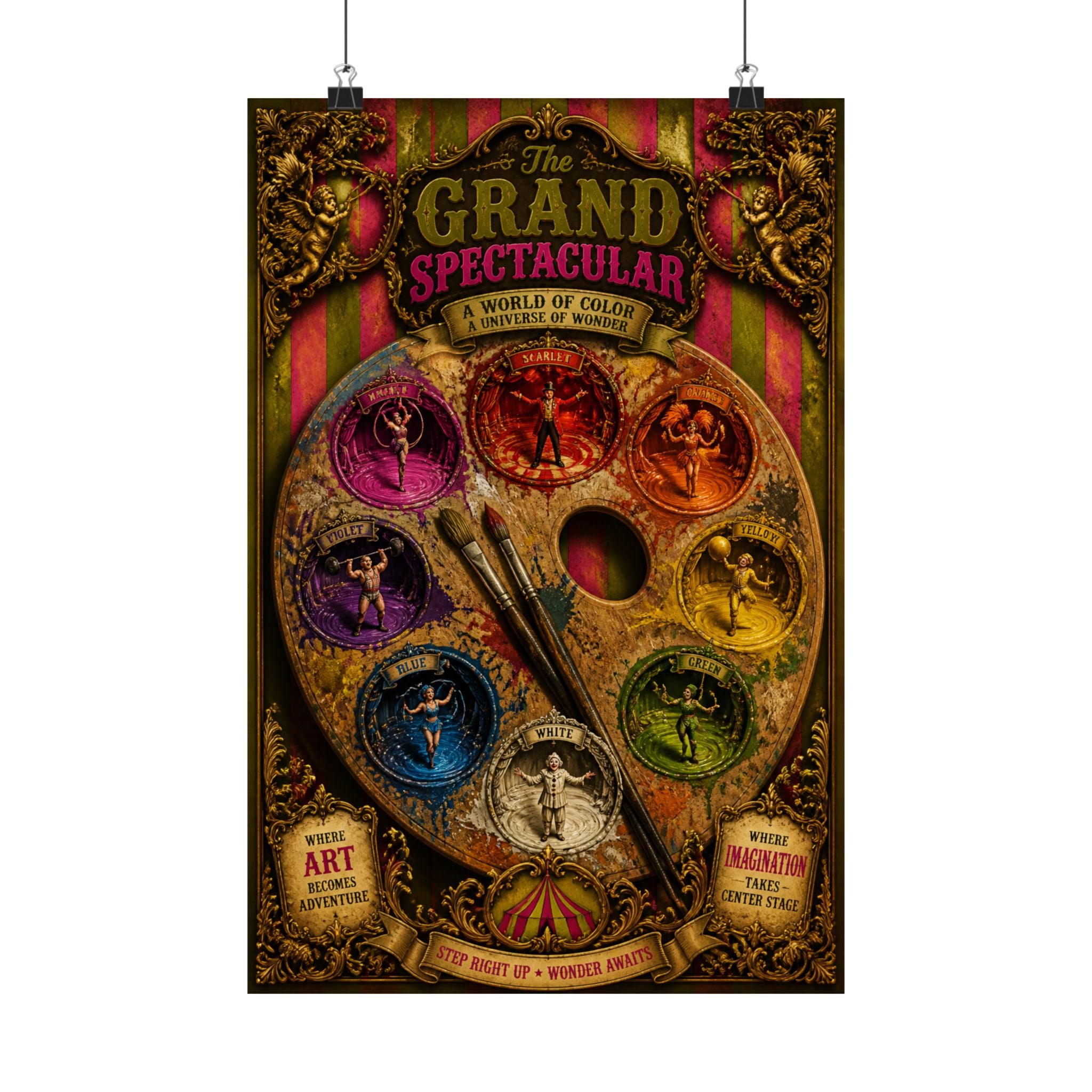 Paint Palette Stage Wall Art Poster 18×24 Baroque Home Office Decor Maximalist Print