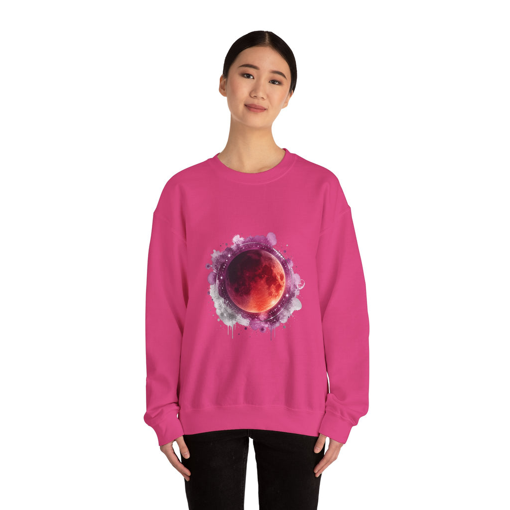 Matching Couple Sweatshirt - Solar & Lunar Eclipse Matching Couple Premium Fleece Sweatshirt Watercolor Art His Hers Birthday Gift - Design B