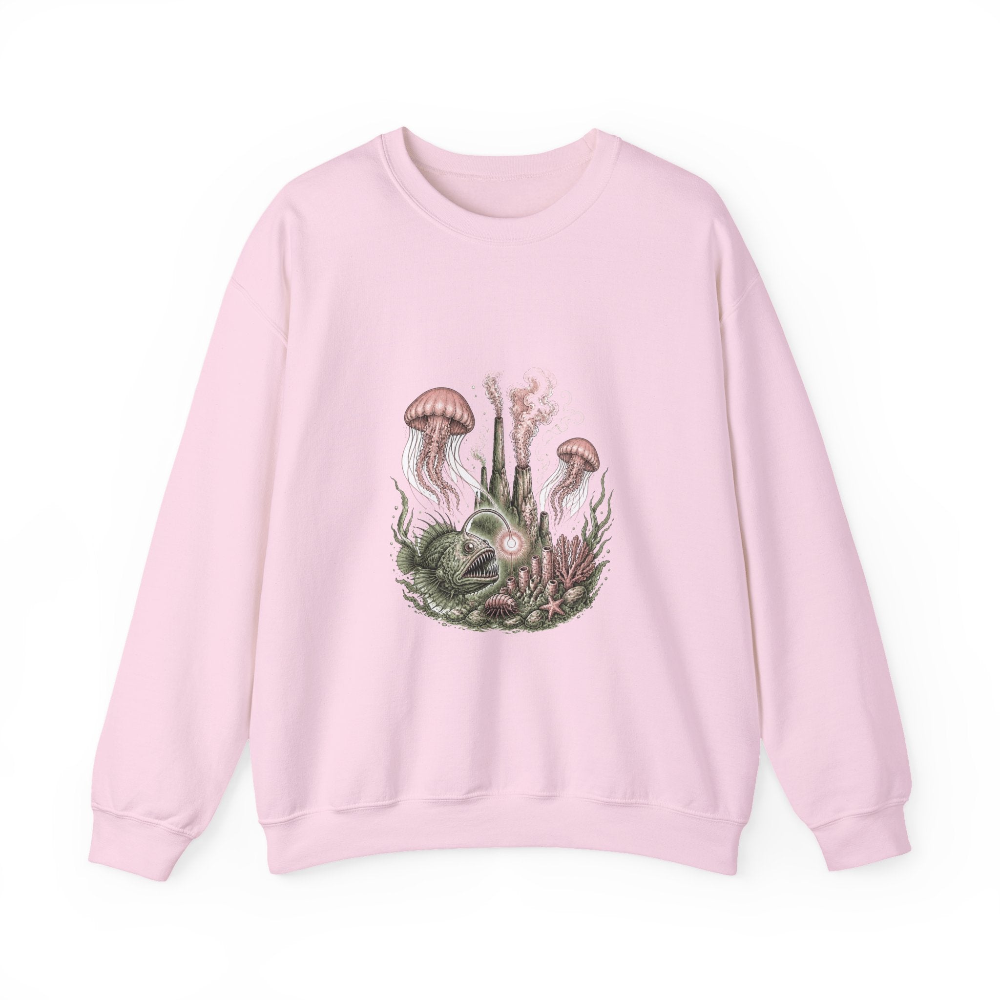 Matching Couple Sweatshirt - Coral Reef & Deep Sea Matching Couple Crewneck Sweatshirt Hand-Drawn Art His Hers Best Friend Gift - Design B