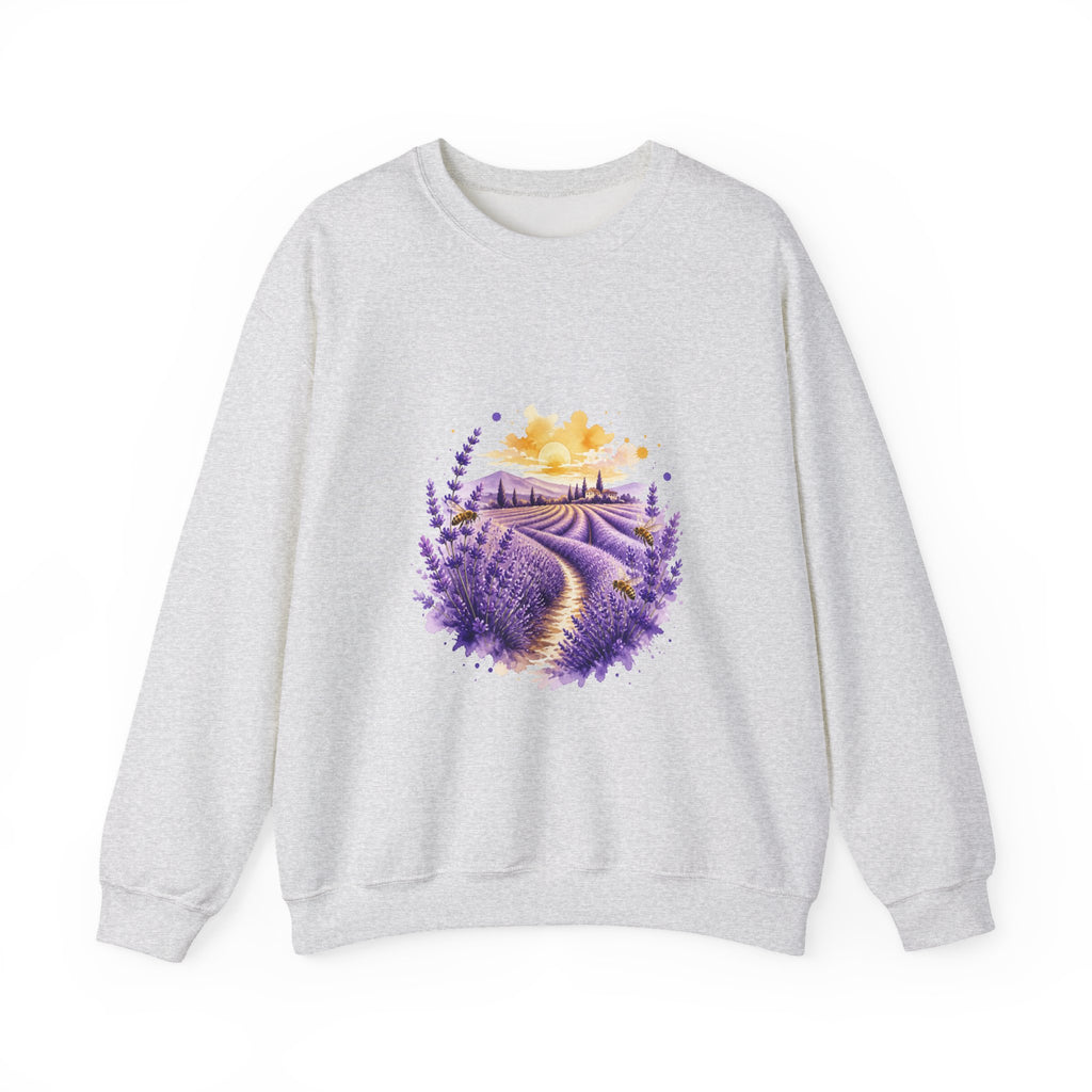 Matching Couple Sweatshirt - Lavender Fields & Canyon Matching Couple Premium Fleece Sweatshirt Watercolor Art His Hers Birthday Gift - Design A