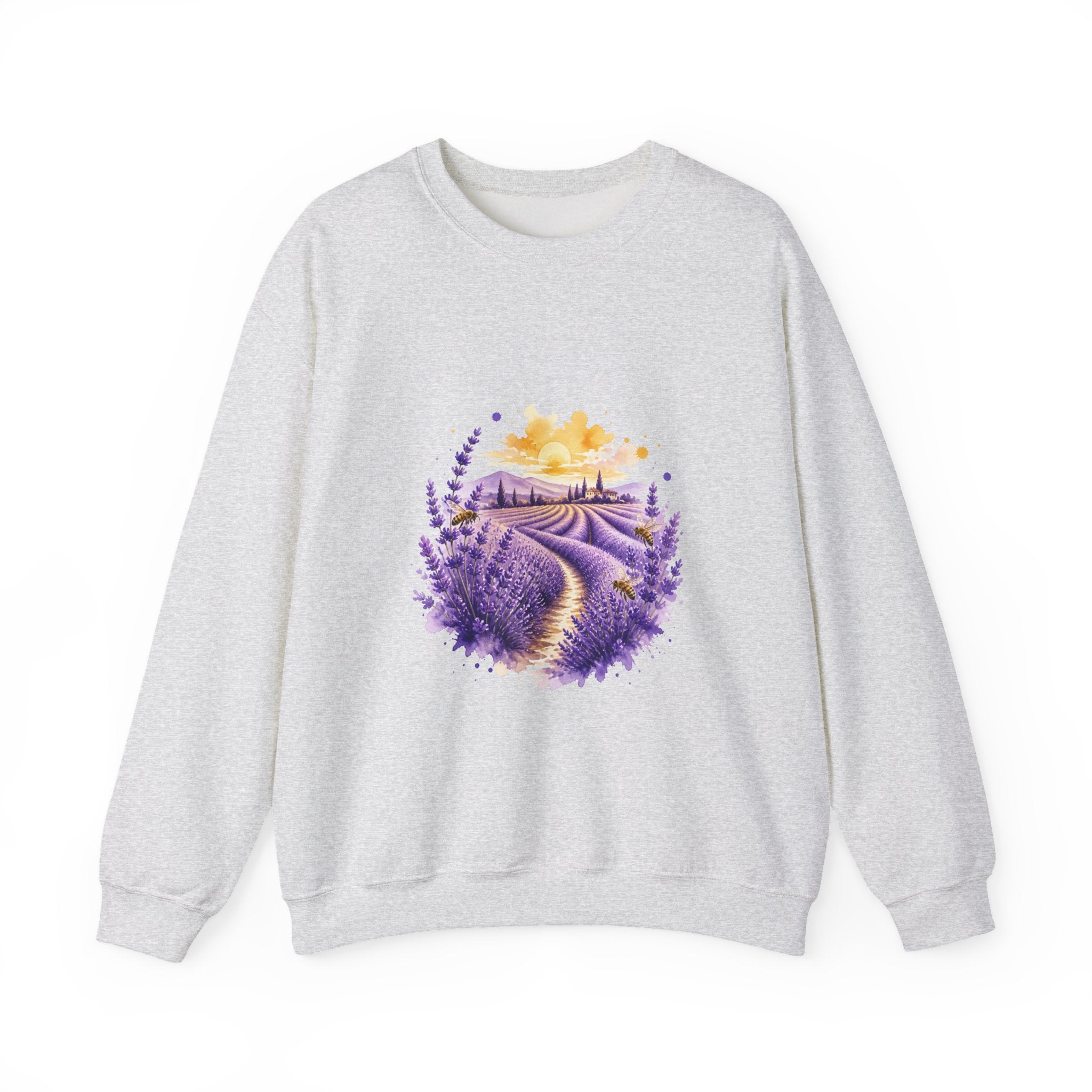 Matching Couple Sweatshirt - Lavender Fields & Canyon Matching Couple Premium Fleece Sweatshirt Watercolor Art His Hers Birthday Gift - Design A