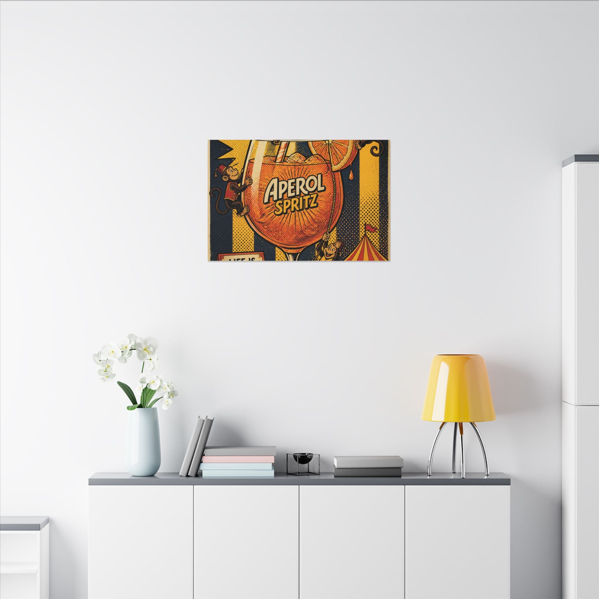 Aperol Spritz Monkeys Wall Art Canvas 24×36 Pop Art Restaurant Decor Maximalist Print