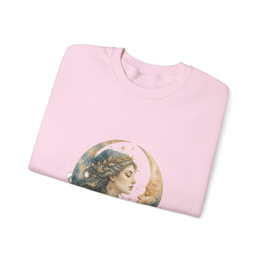 Matching Couple Sweatshirt - Helios & Selene Matching Couple Premium Fleece Sweatshirt Watercolor Art His Hers Birthday Gift - Design B