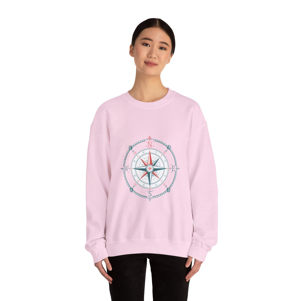 Matching Couple Sweatshirt - Compass North & South Matching Couple Premium Fleece Sweatshirt Hand-Drawn Art His Hers Anniversary Gift - Design A