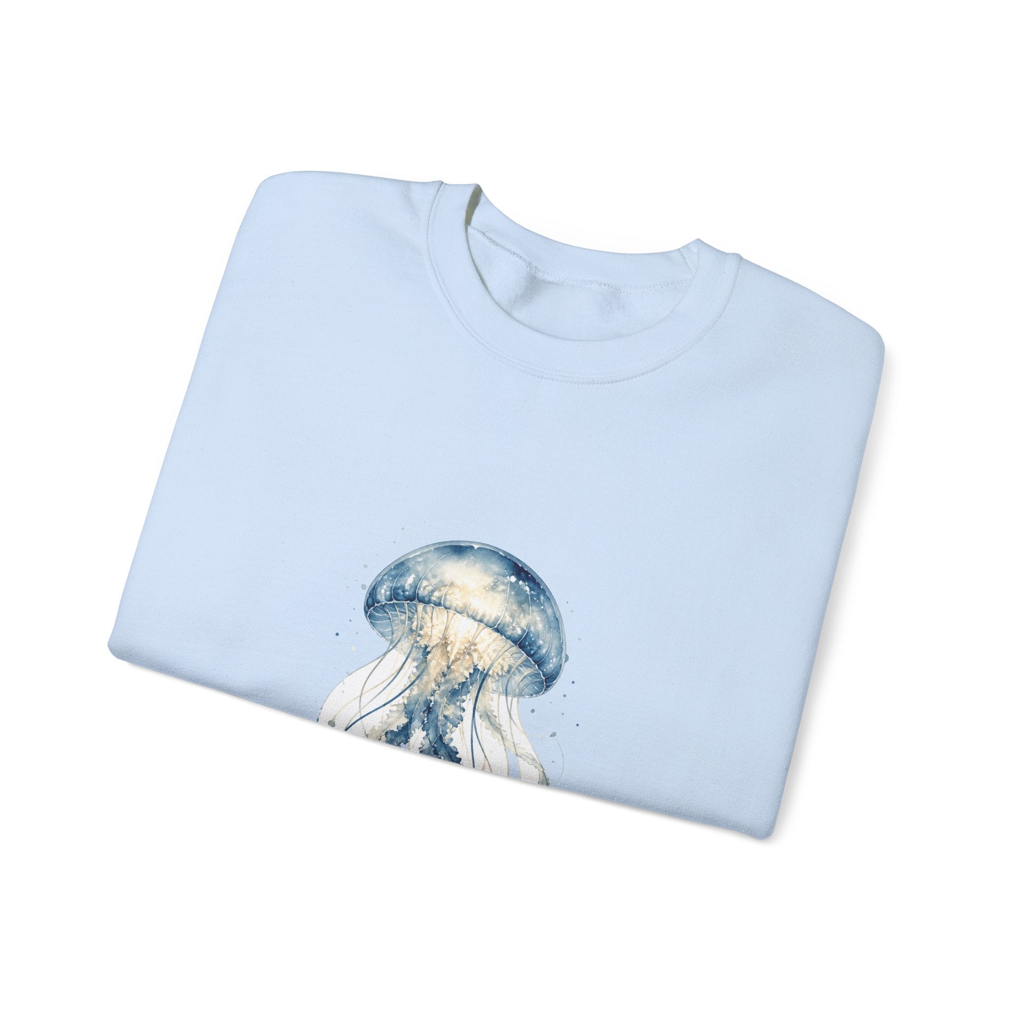 Matching Couple Sweatshirt - Octopus & Jellyfish Matching Couple Crewneck Sweatshirt Watercolor Art His Hers Engagement Gift - Design B