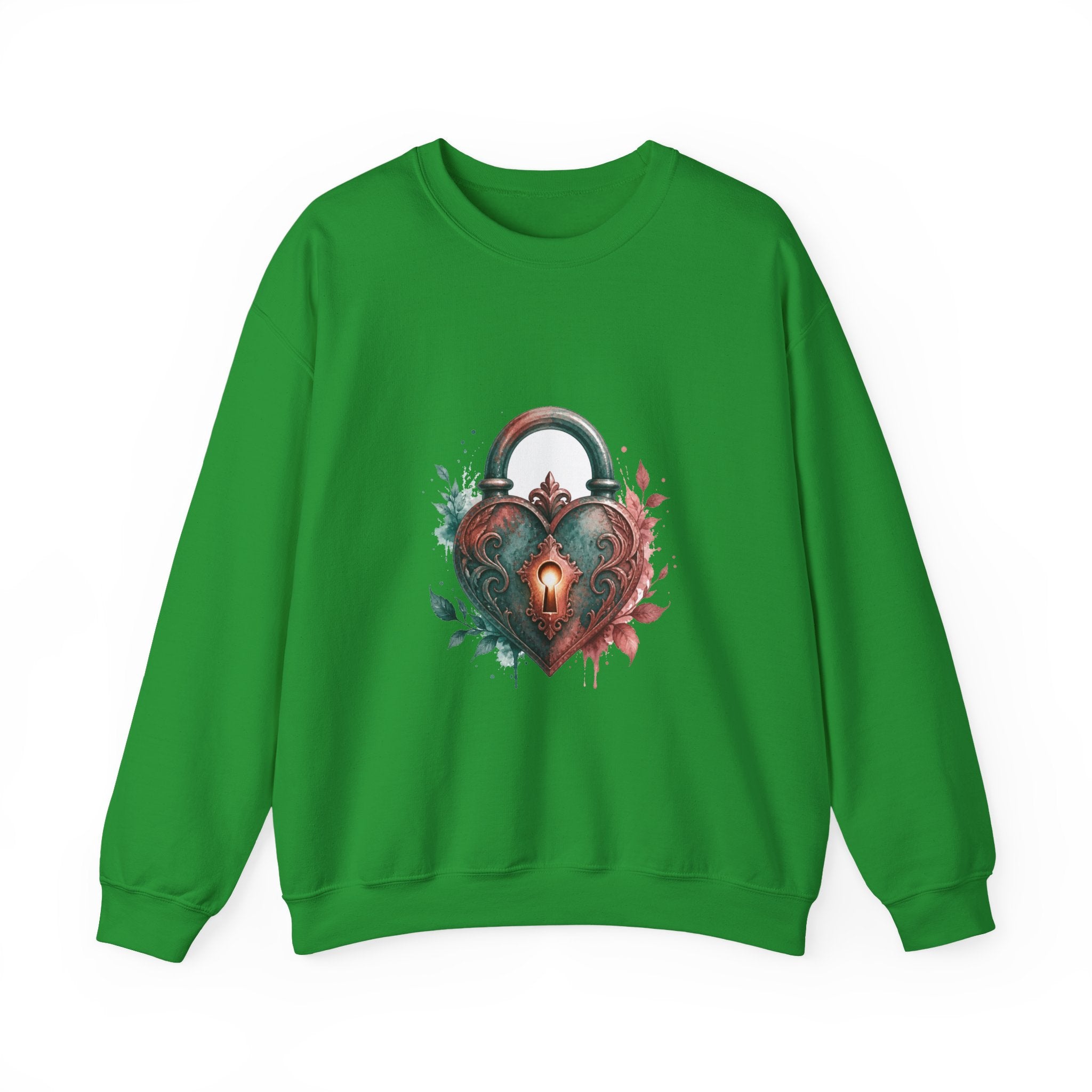 Matching Couple Sweatshirt - Key & Lock Matching Couple Premium Fleece Sweatshirt Watercolor Art His Hers Birthday Gift - Design B