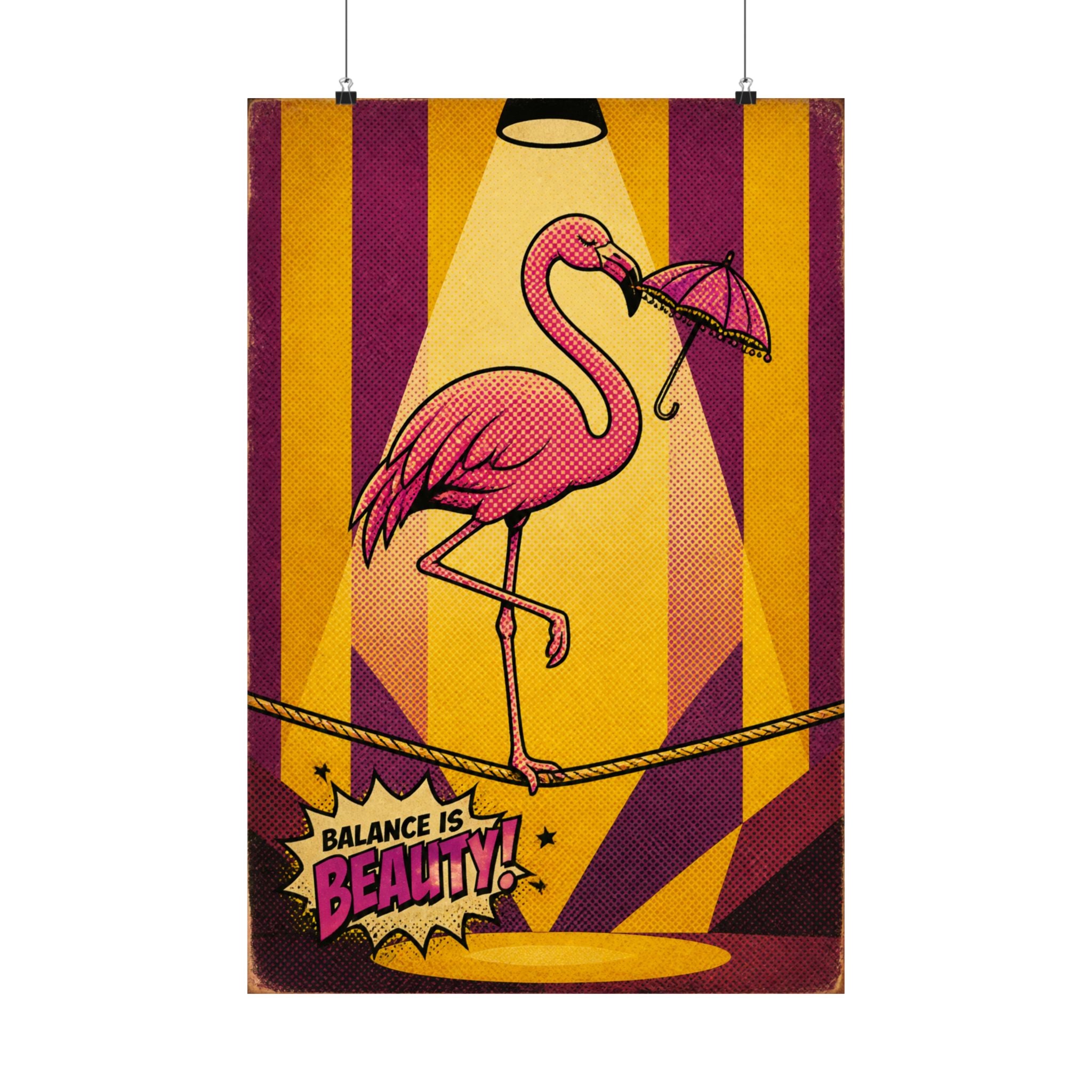 Flamingo Tightrope Wall Art Poster 24×36 Pop Art Restaurant Decor Maximalist Print