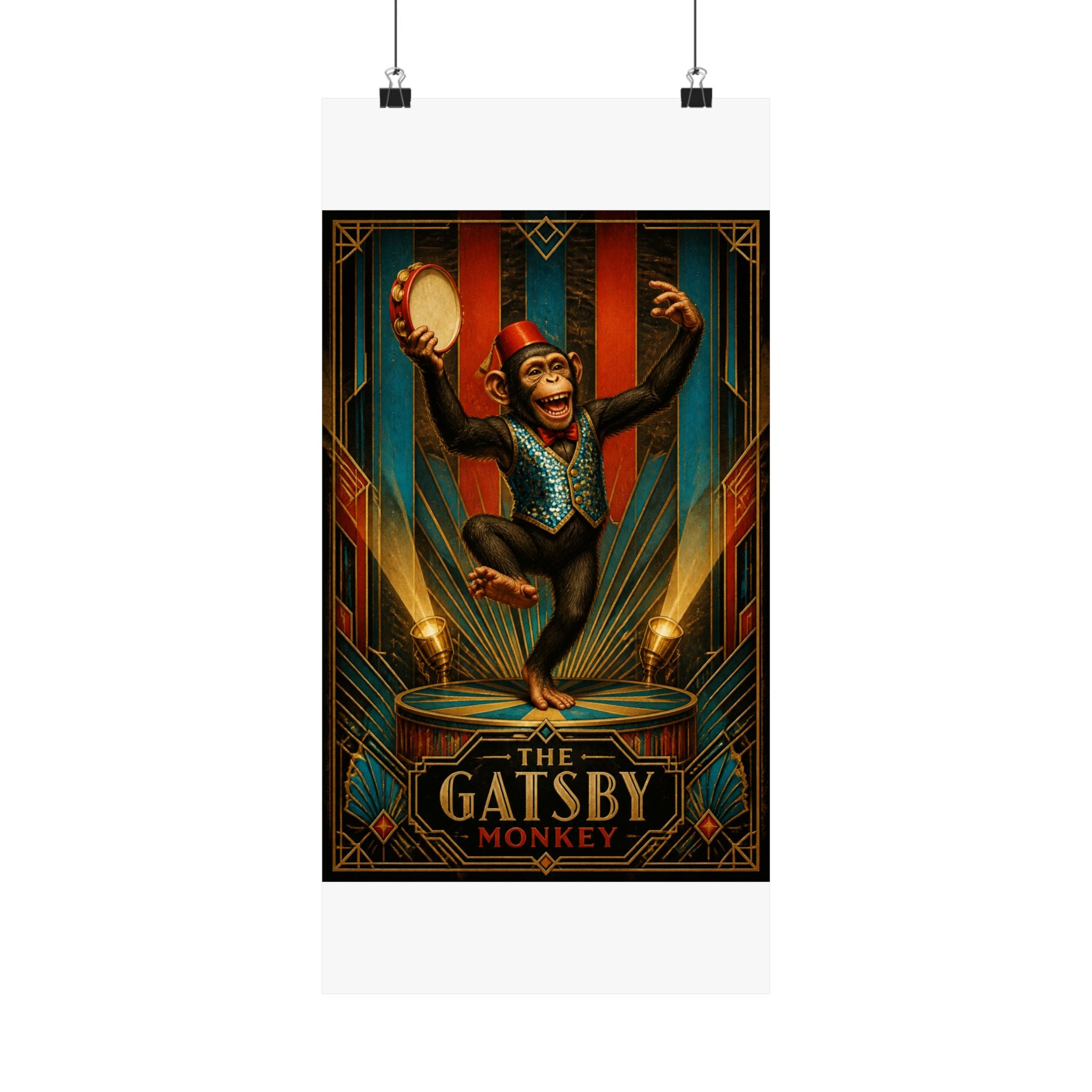 Dancing Monkey Wall Art Poster 24×36 Art Deco Bar Area Decor Maximalist Print