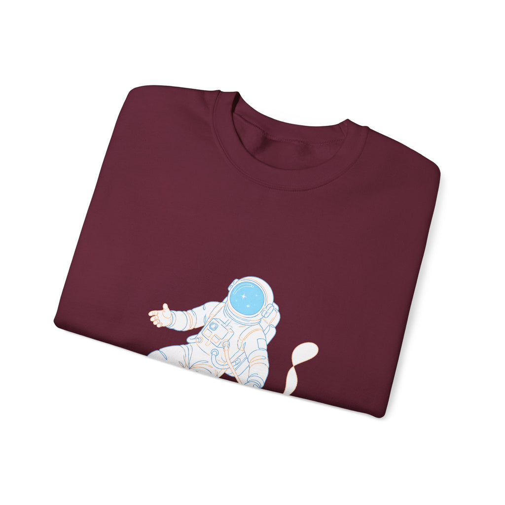 Matching Couple Sweatshirt - Astronaut & Planet Matching Couple Premium Fleece Sweatshirt Minimalist Art His Hers Christmas Gift - Design A