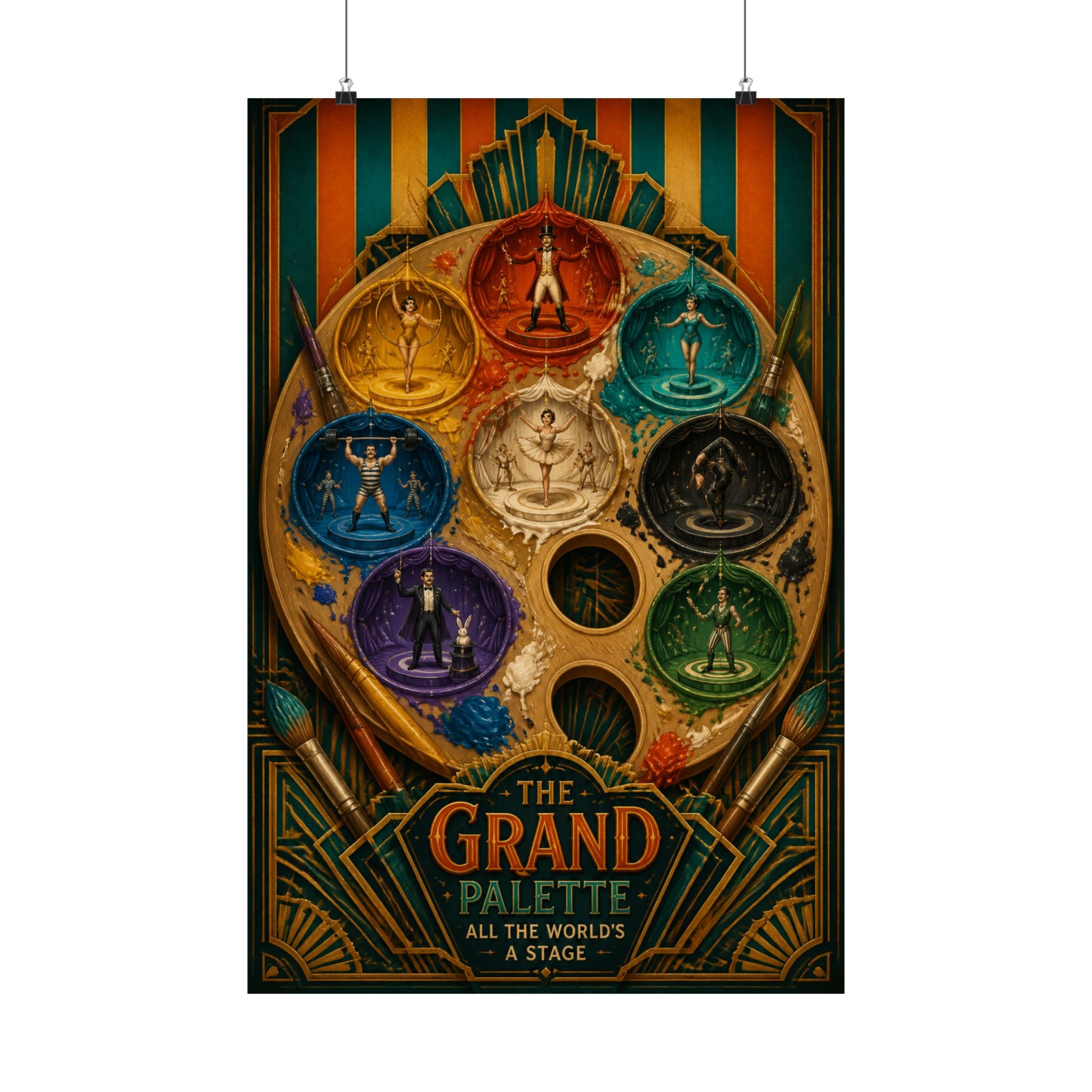 Paint Palette Stage Wall Art Poster 18×24 Art Deco Entryway Decor Maximalist Print
