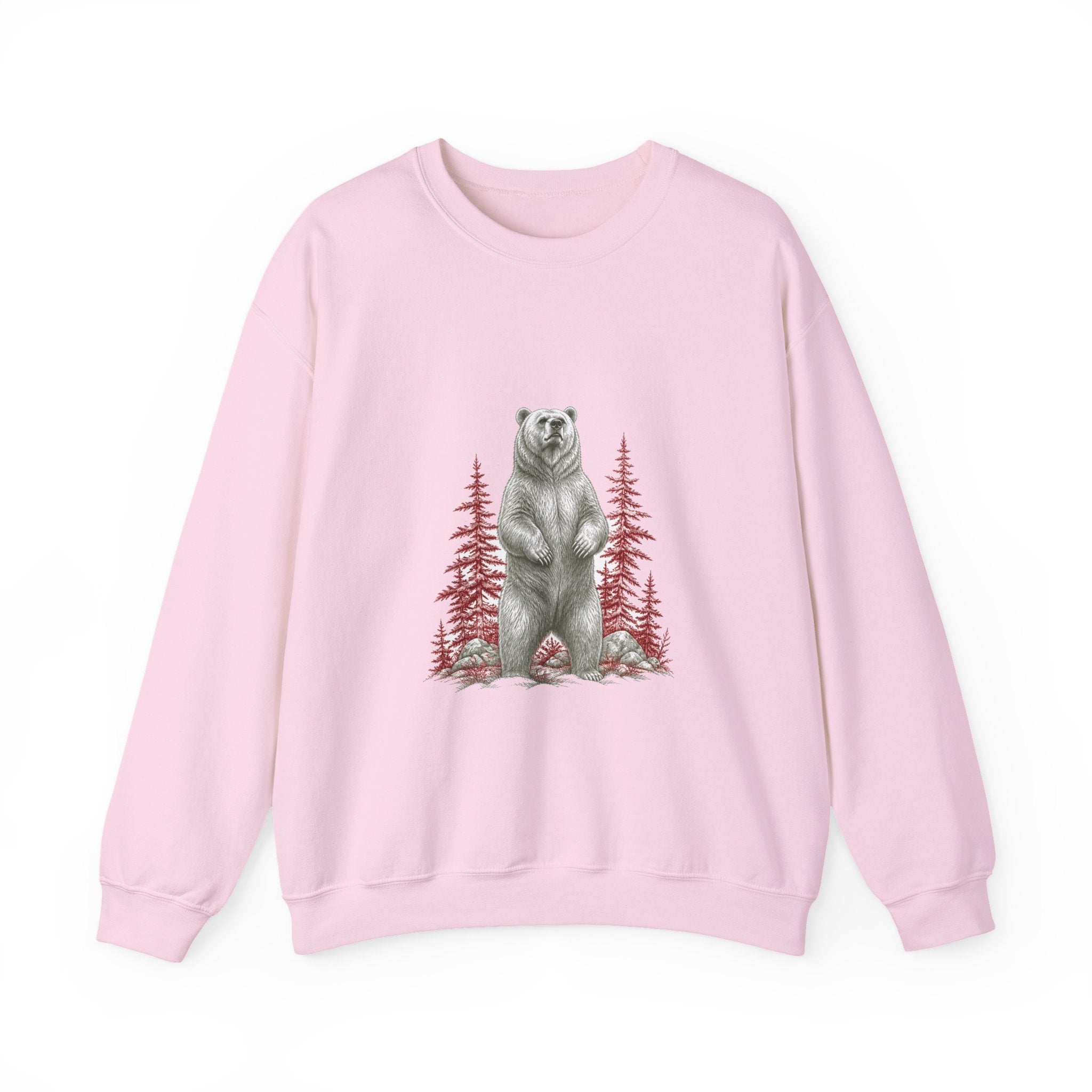 Matching Couple Sweatshirt - Bear & Deer Matching Couple Premium Fleece Sweatshirt Hand-Drawn Art His Hers Anniversary Gift - Design A