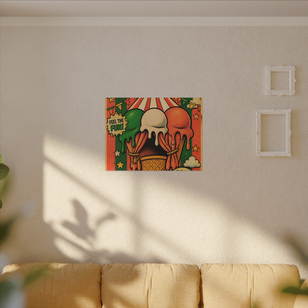 Ice Cream Cone Circus Tent Wall Art Canvas 24×36 Pop Art Restaurant Decor Maximalist Print