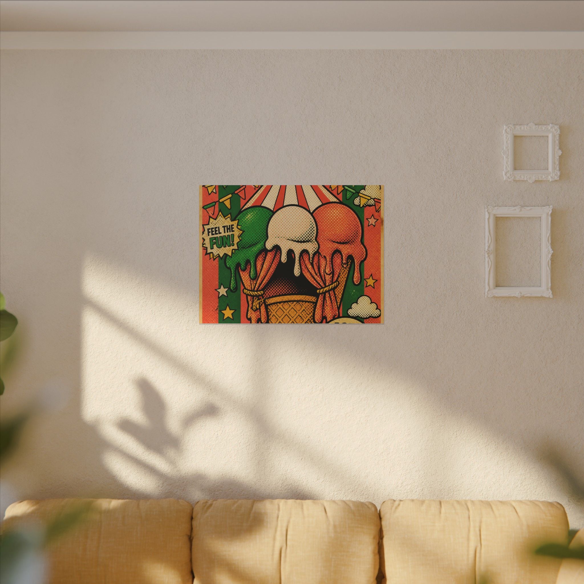 Ice Cream Cone Circus Tent Wall Art Canvas 24×36 Pop Art Restaurant Decor Maximalist Print
