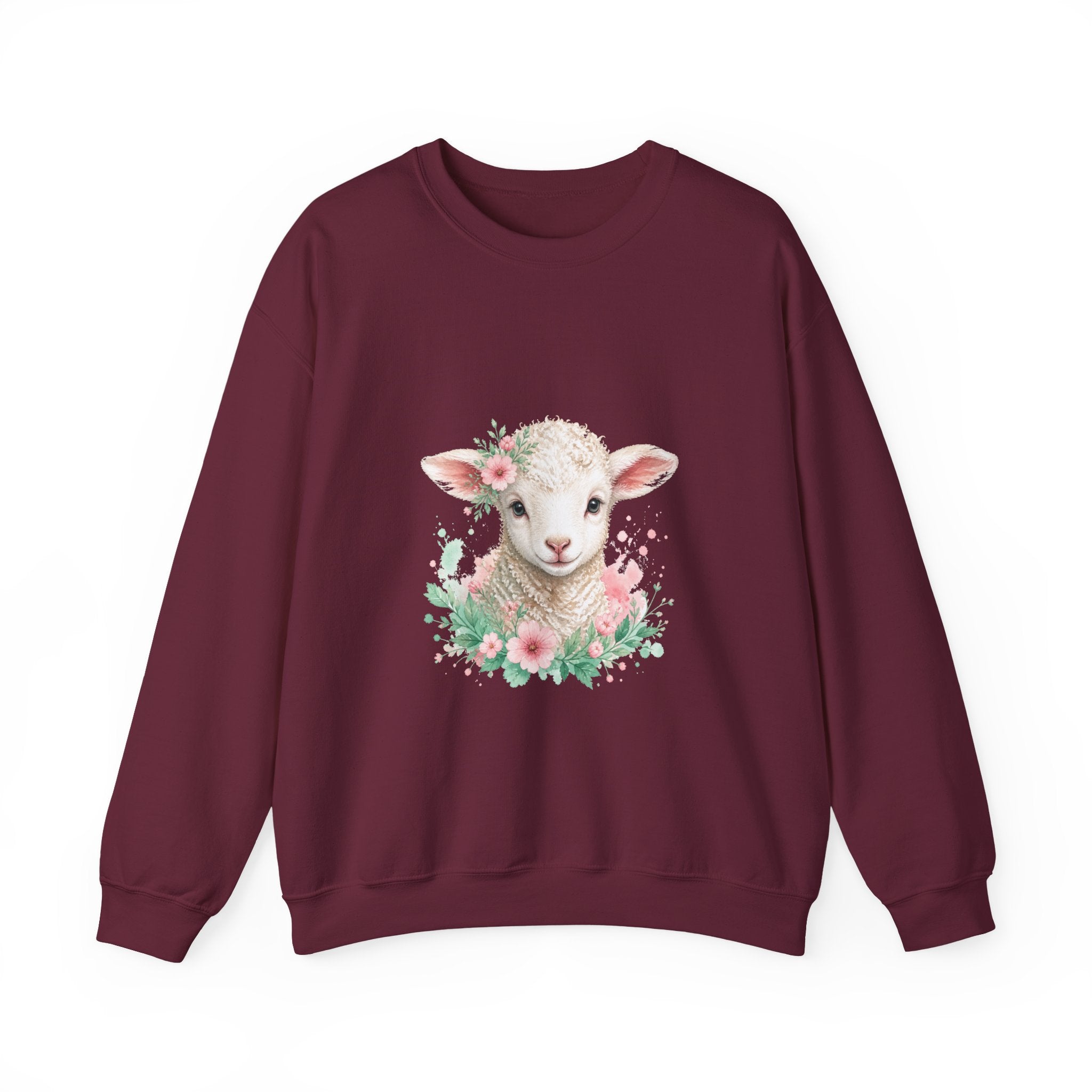 Matching Couple Sweatshirt - Lion & Lamb Matching Couple Premium Fleece Sweatshirt Watercolor Art His Hers Birthday Gift - Design B