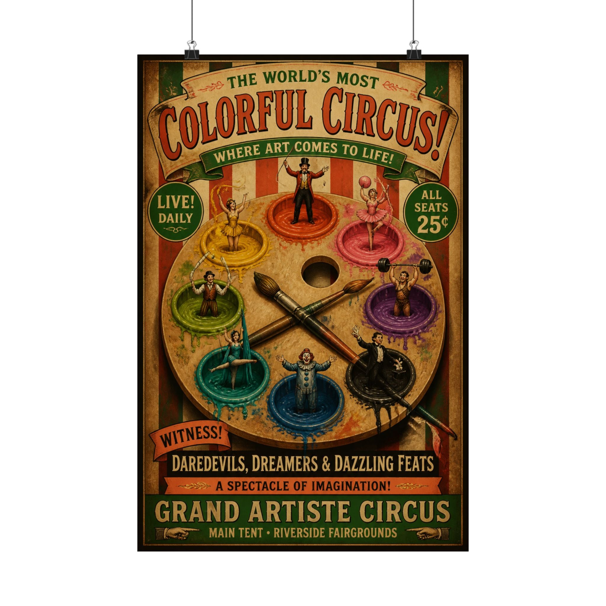 Paint Palette Stage Wall Art Poster 18×24 Vintage Circus Kitchen Decor Maximalist Print