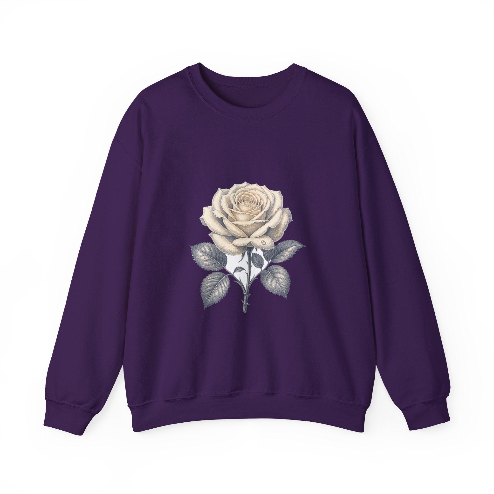 Matching Couple Sweatshirt - Rose & Thorn Matching Couple Crewneck Sweatshirt Vintage Art His Hers Wedding Gift - Design A