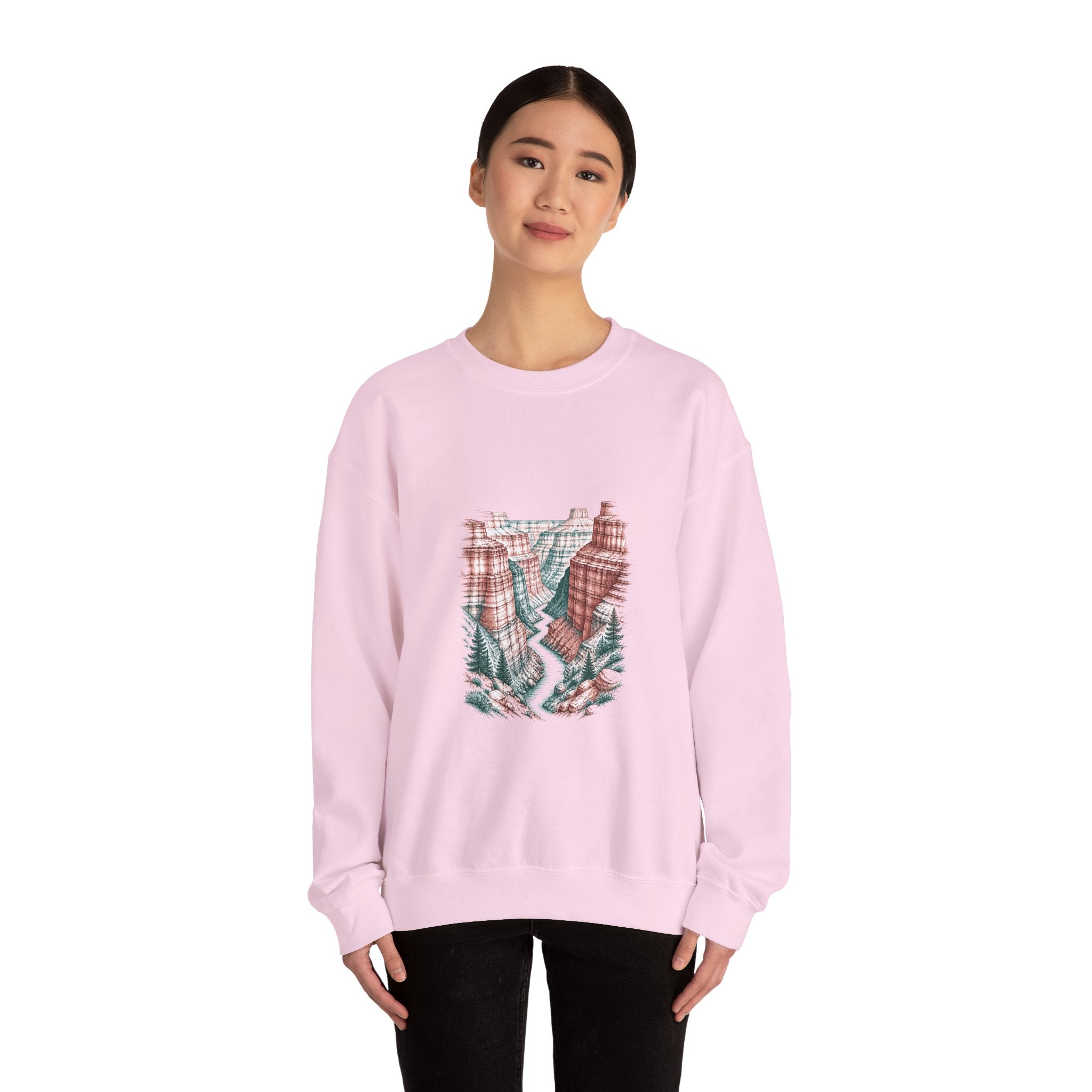 Matching Couple Sweatshirt - Lavender Fields & Canyon Matching Couple Crewneck Sweatshirt Hand-Drawn Art His Hers Best Friend Gift - Design B