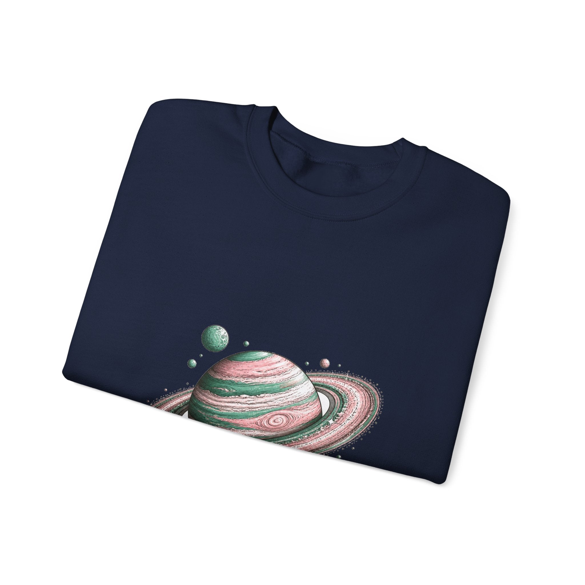 Matching Couple Sweatshirt - Astronaut & Planet Matching Couple Premium Fleece Sweatshirt Hand-Drawn Art His Hers Anniversary Gift - Design B