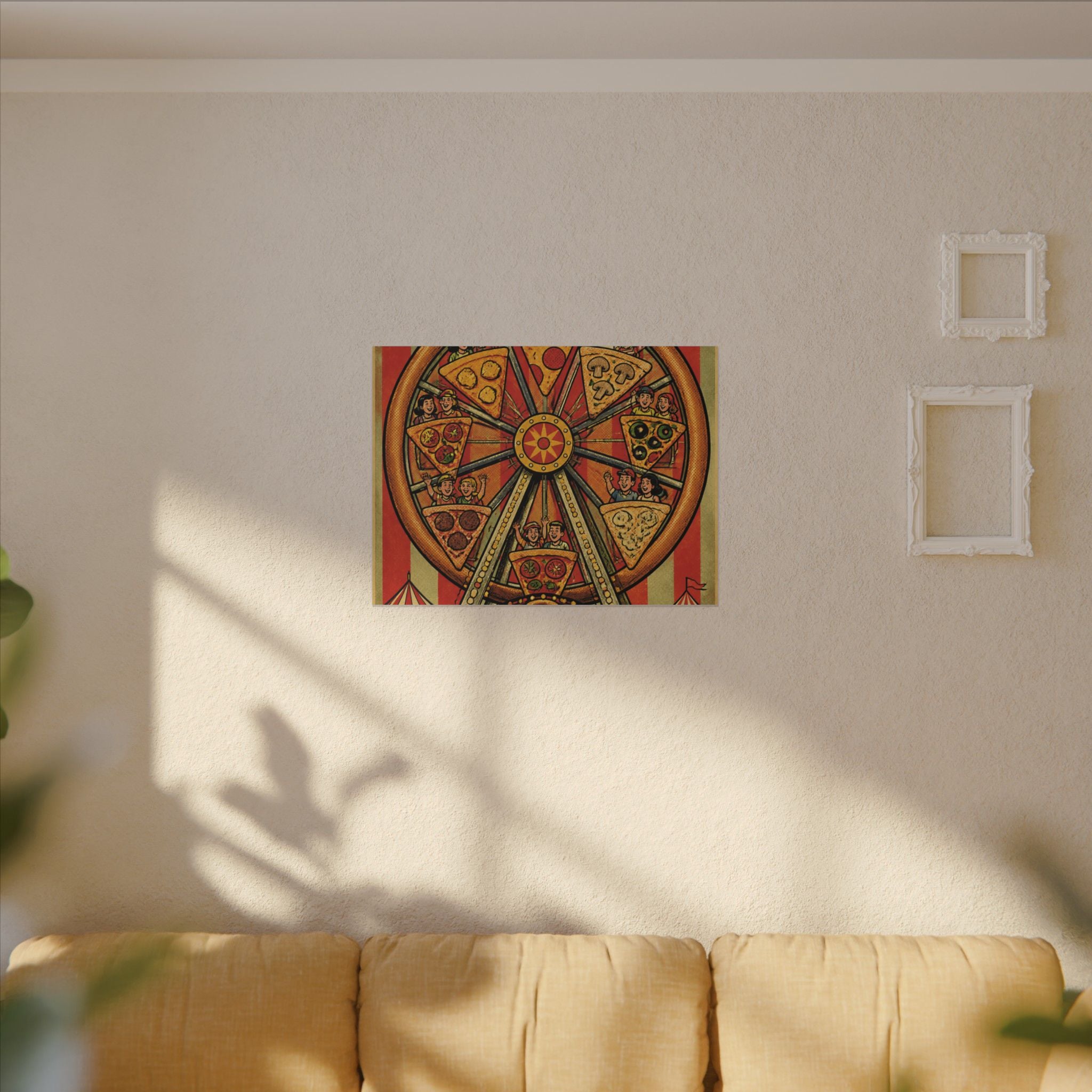 Pizza Ferris Wheel Wall Art Canvas 24×36 Pop Art Restaurant Decor Maximalist Print