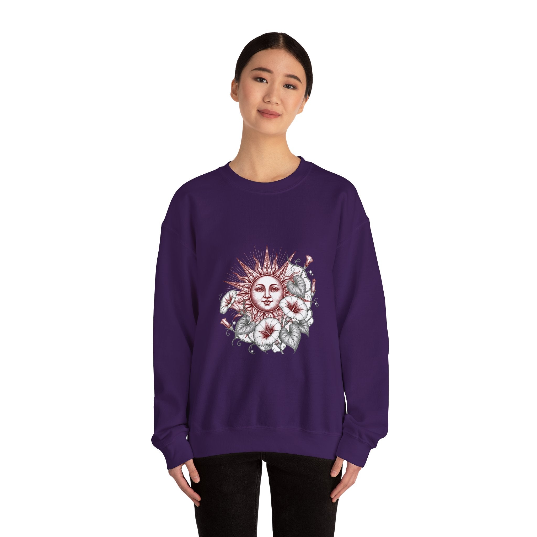 Matching Couple Sweatshirt - Sun & Moon Matching Couple Crewneck Sweatshirt Hand-Drawn Art His Hers Best Friend Gift - Design B