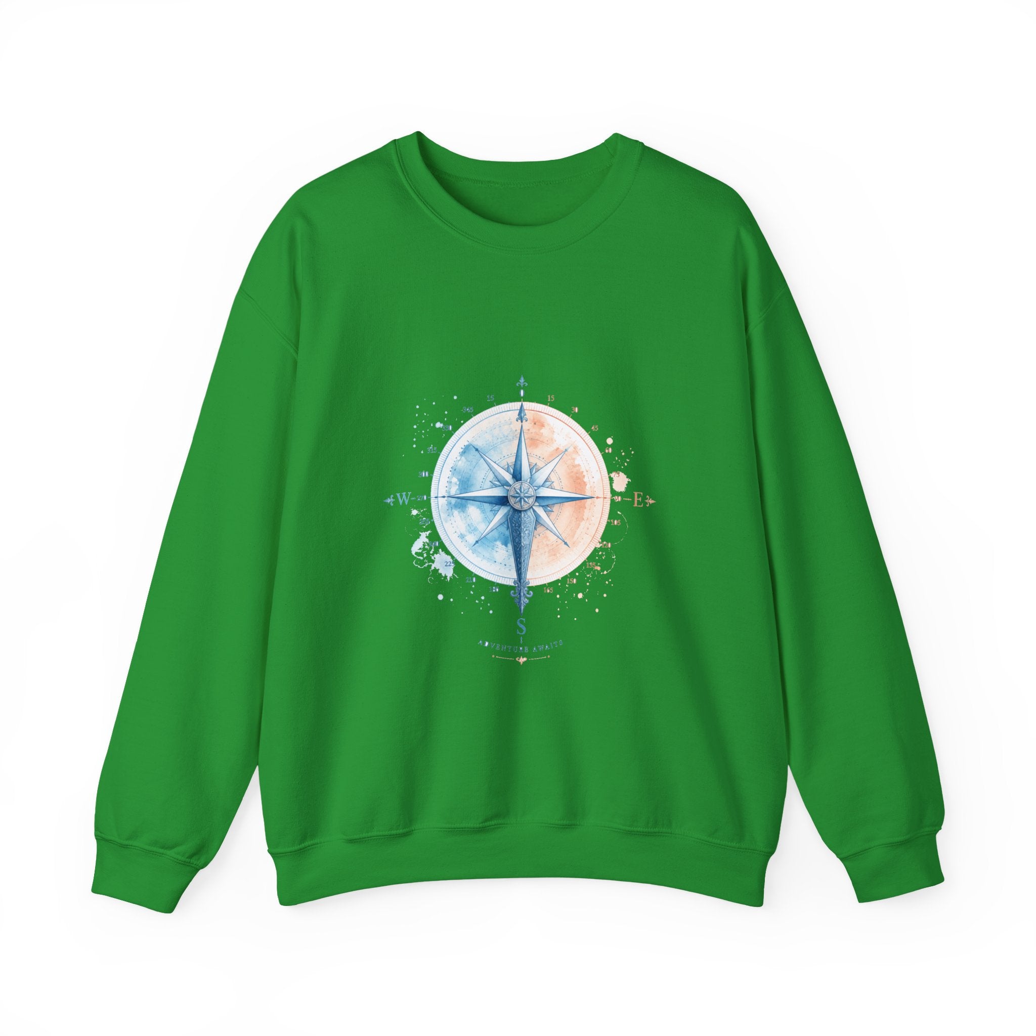 Matching Couple Sweatshirt - Compass North & South Matching Couple Premium Fleece Sweatshirt Watercolor Art His Hers Birthday Gift - Design B