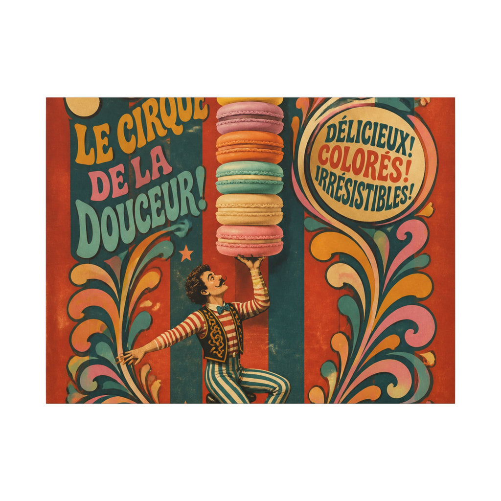 Macaron Balancing Tower Wall Art Canvas 24×36 Psychedelic Dining Room Decor Maximalist Print