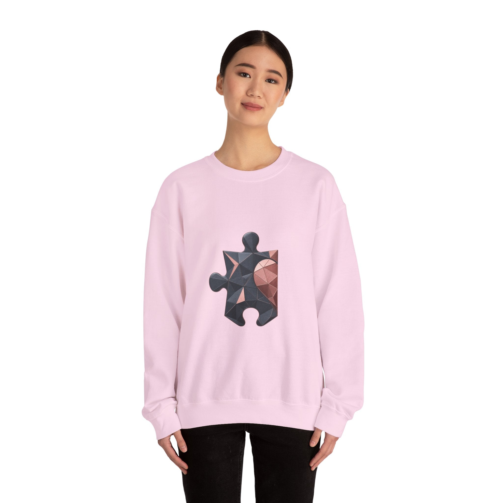 Matching Couple Sweatshirt - Puzzle Pieces Matching Couple Comfort Colors Crew Geometric Art His Hers Love Gift - Design A