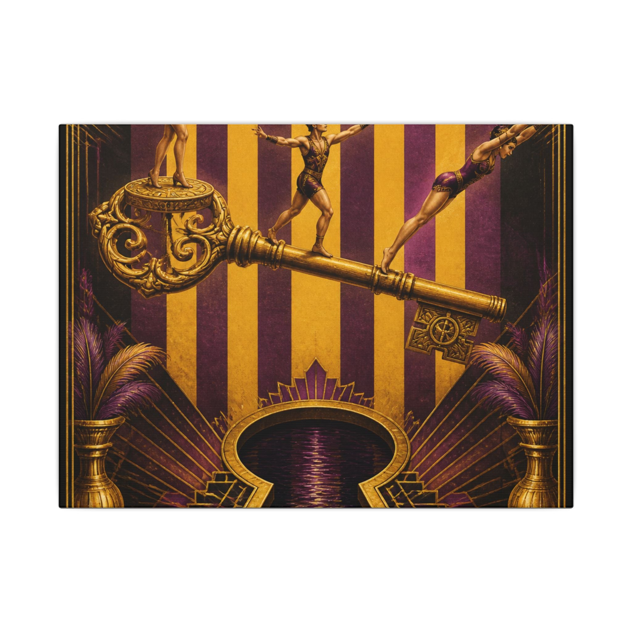 Giant Key Performance Wall Art Canvas 24×36 Art Deco Bar Area Decor Maximalist Print