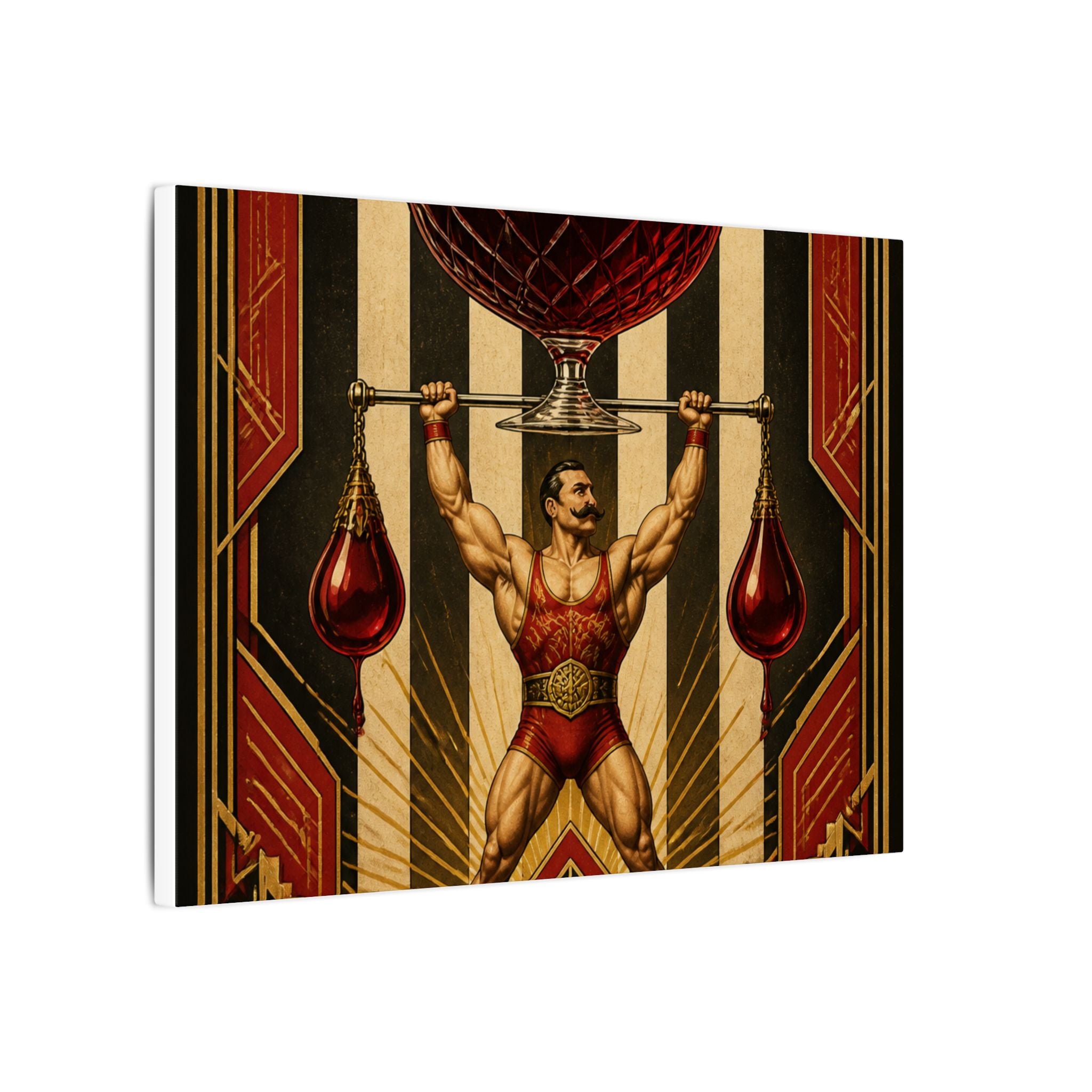 Wine Glass Strongman Wall Art Canvas 16×20 Art Deco Entryway Decor Maximalist Print