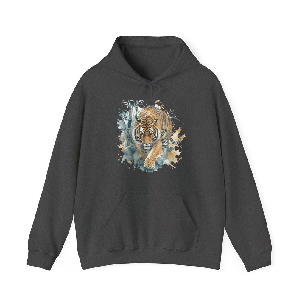 Matching Couple Sweatshirt - Tiger & Crane Matching Couple Hooded Sweatshirt Watercolor Art His Hers Engagement Gift - Design A
